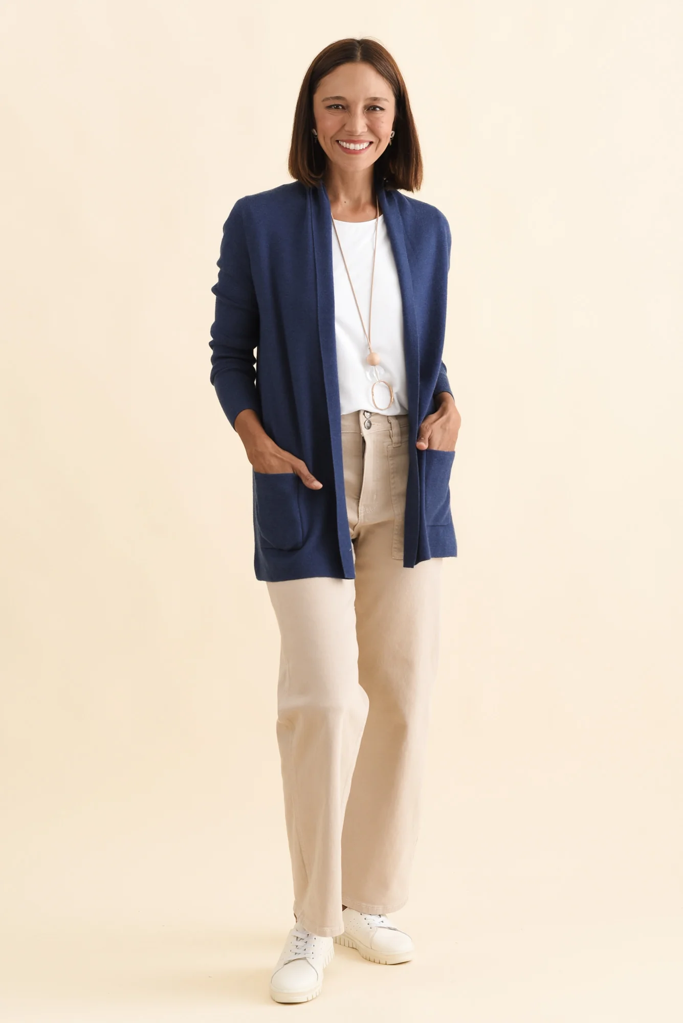 Abbott Dark Blue Knit Pocket Cardigan - Image 6