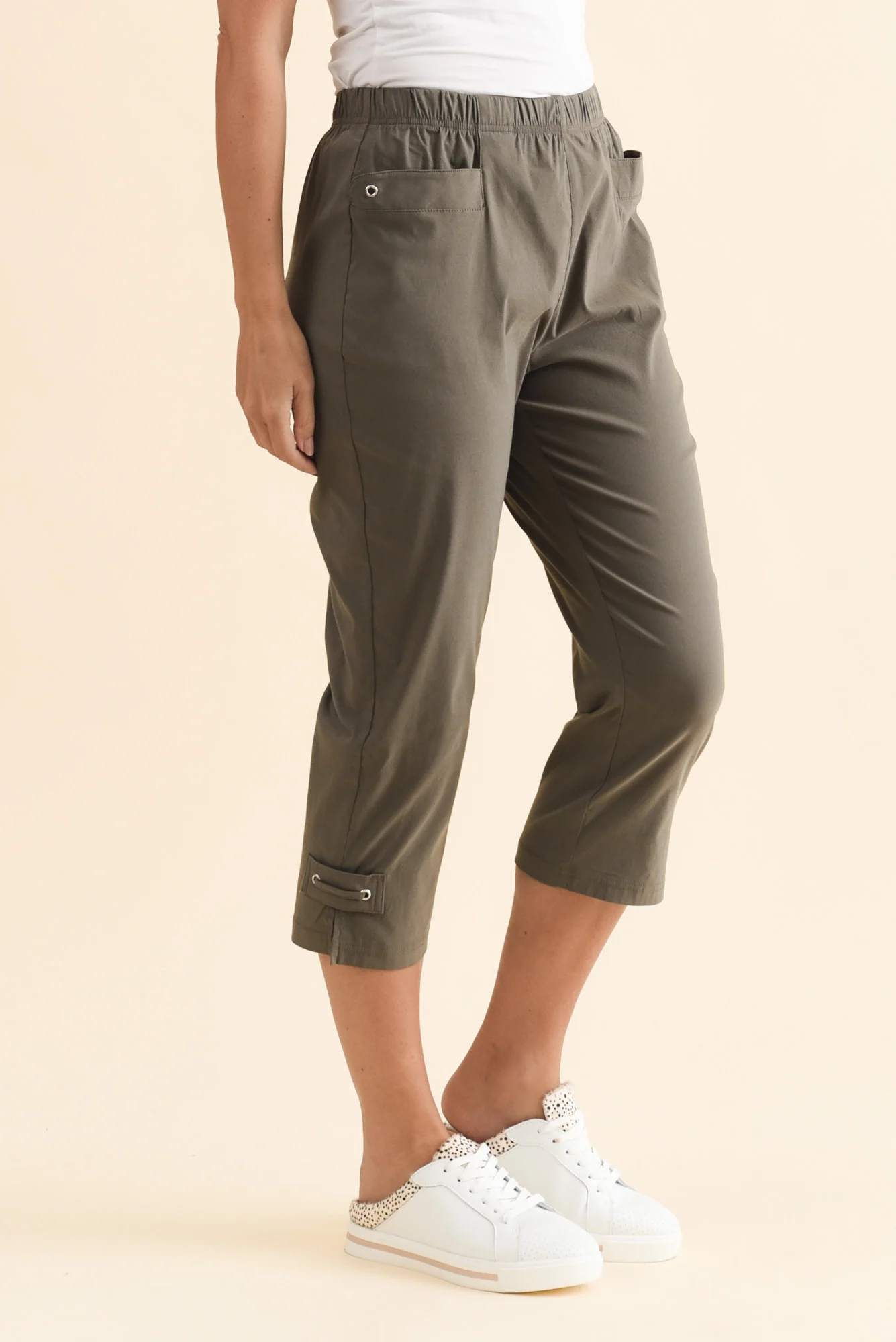Air-Lite Olive Stretch Capri Pants - Image 3