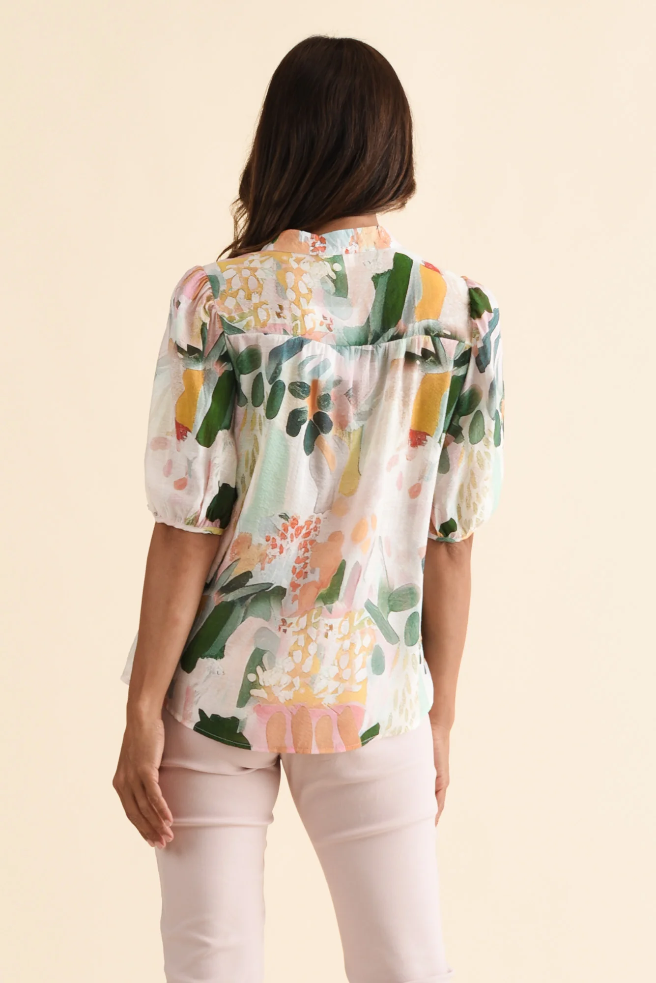 Alexandra Blue Botanical Button Top - Image 4