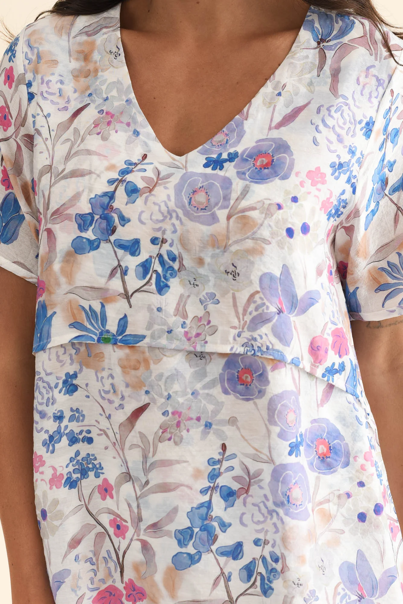 Alvina Cream Garden Layered Tunic Top - Image 5