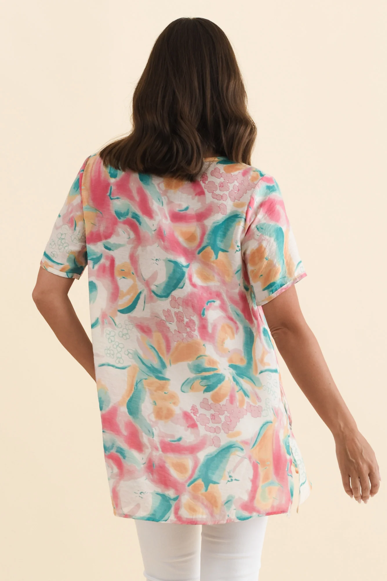Alvina Teal Abstract Layered Tunic Top - Image 5