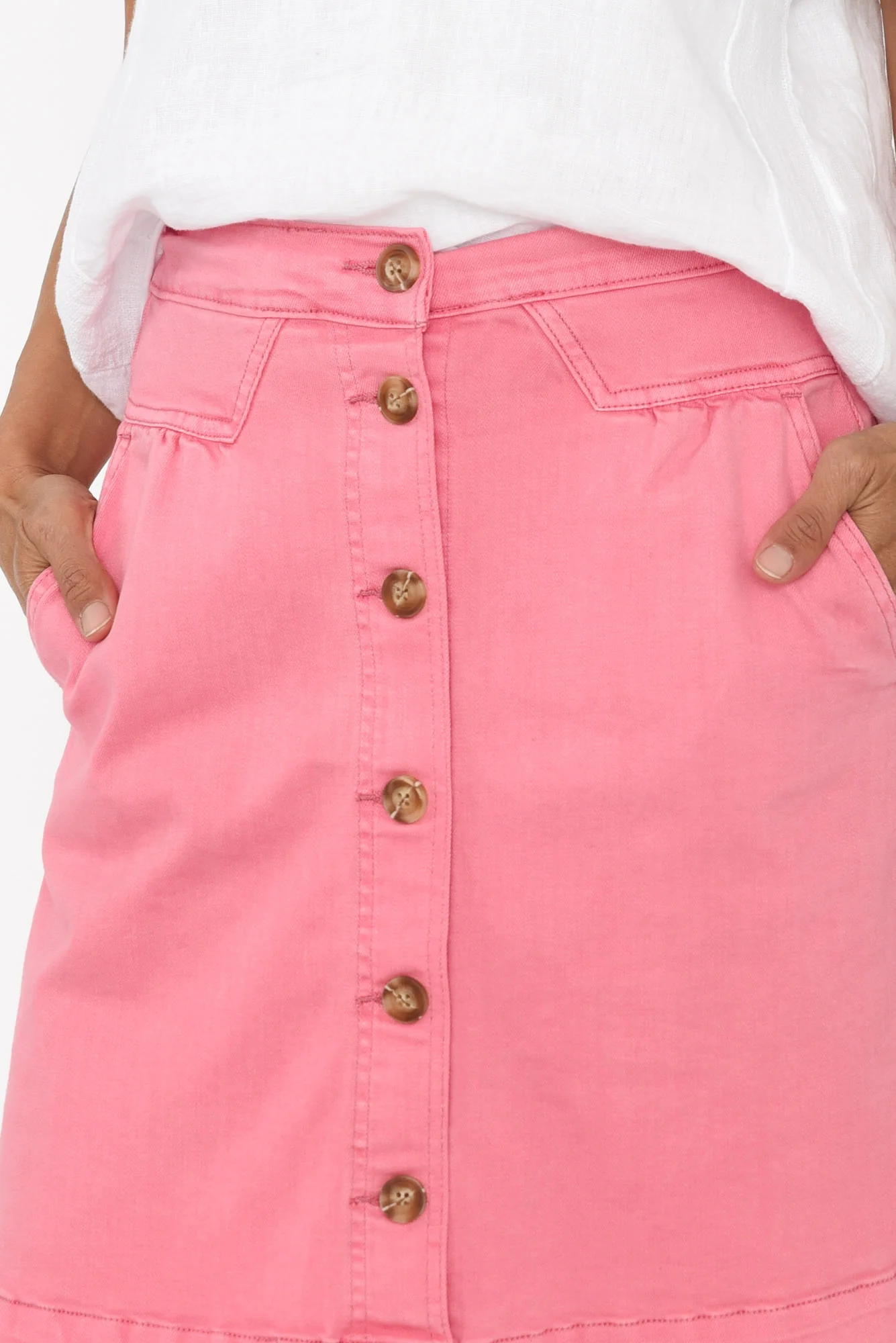 Amanda Pink Stretch Denim Skirt - Image 6