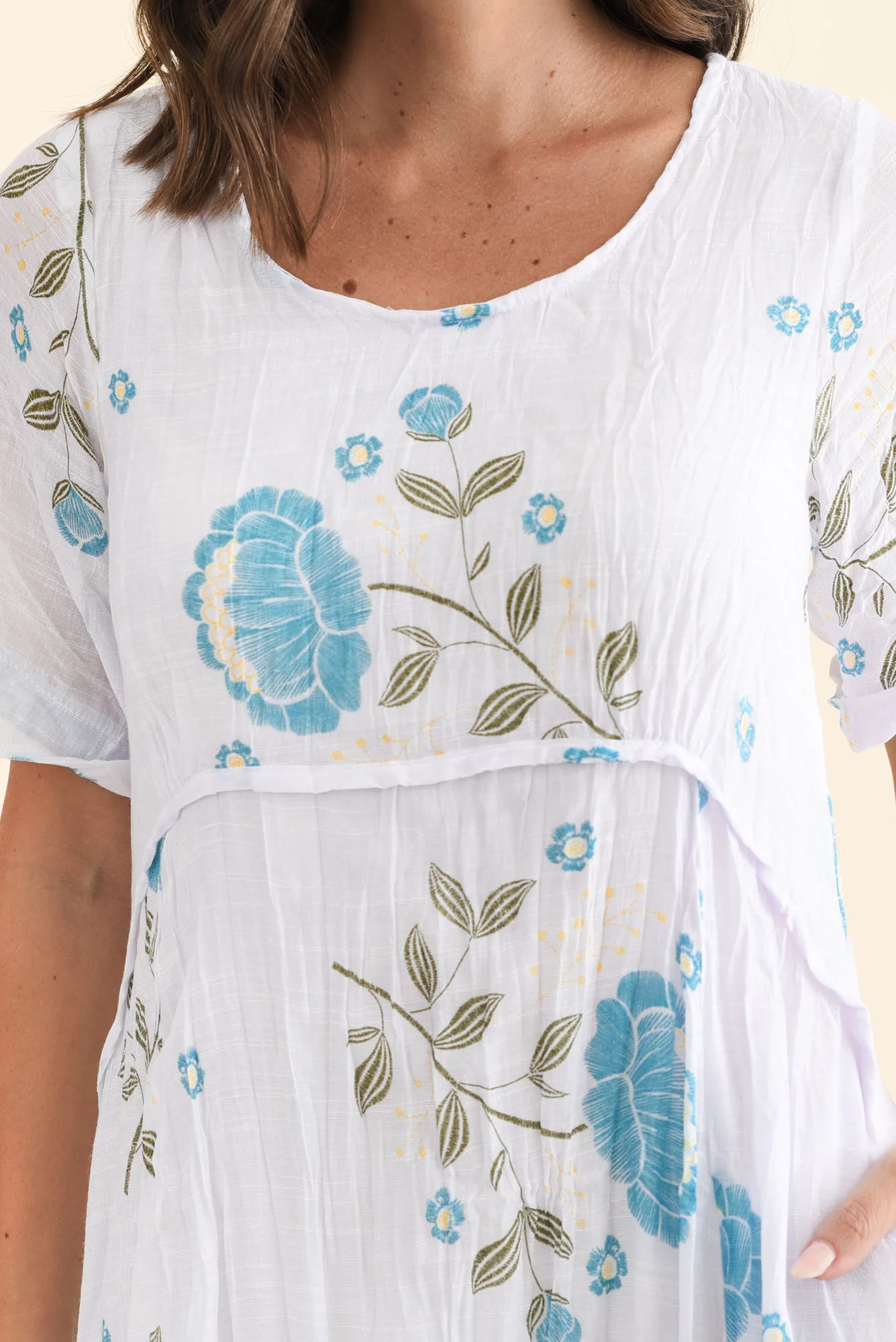 Amberley Blue Floral Cotton Blend Dress - Image 5