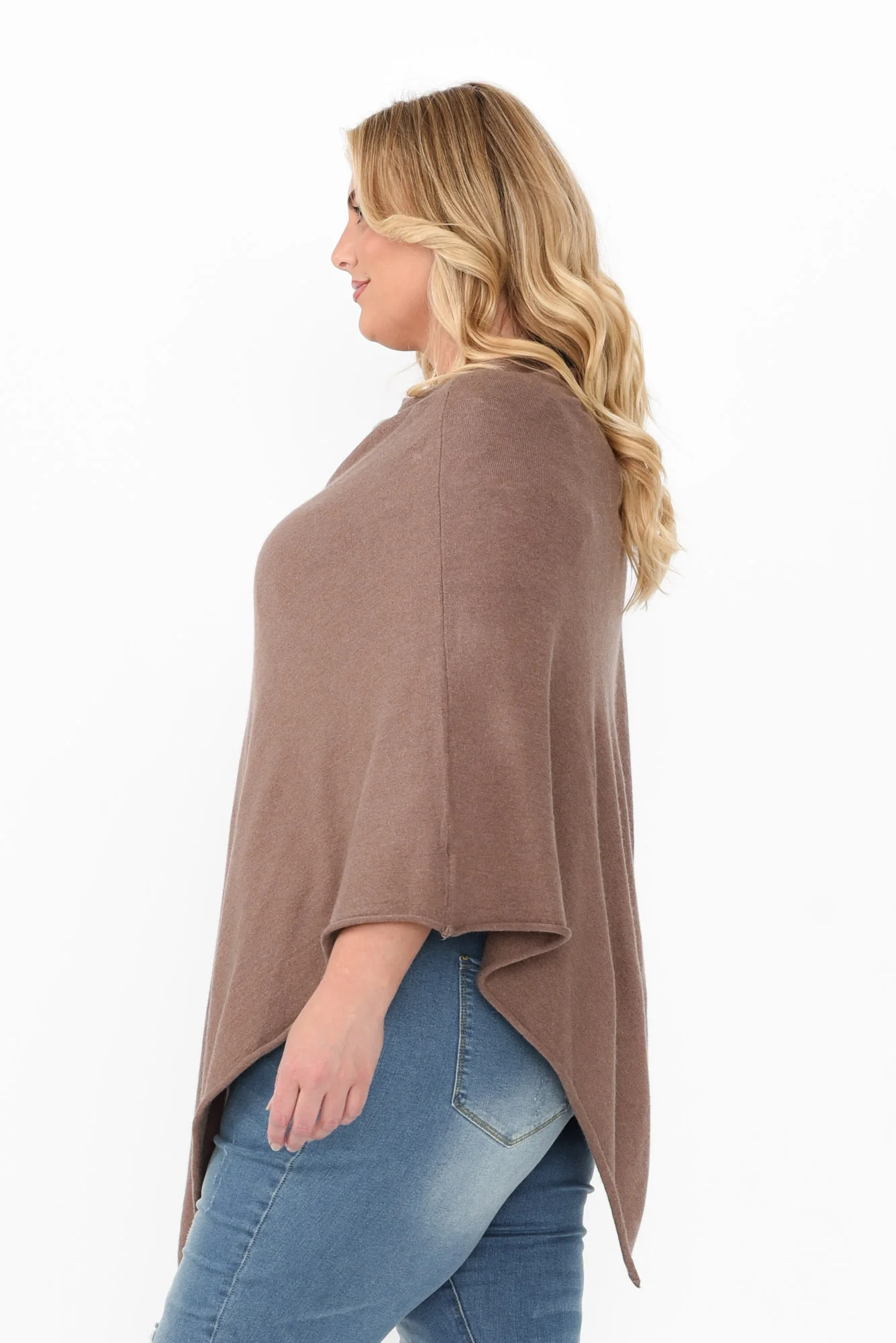 Amy Chocolate Wool Blend Poncho - Image 10