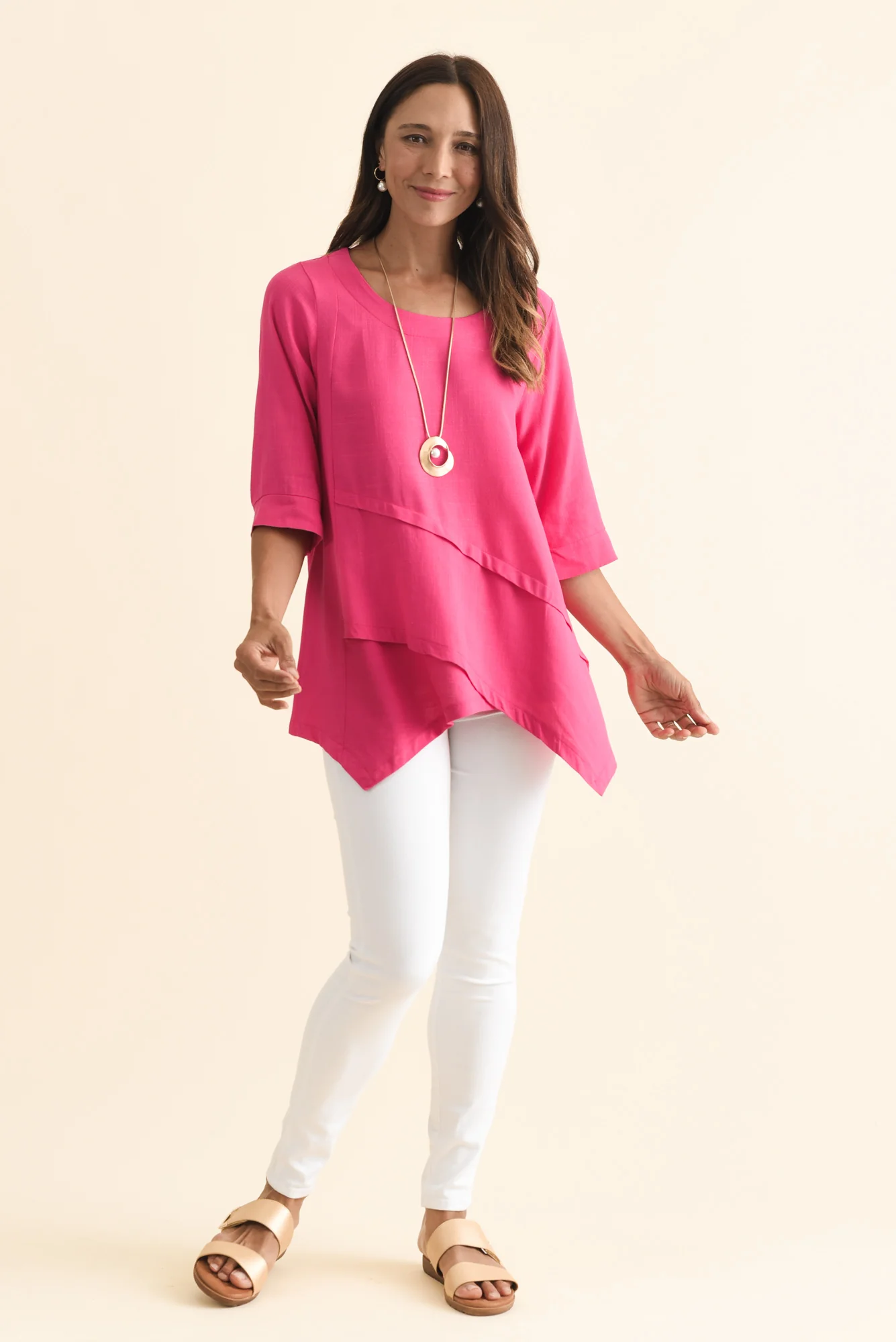 Anya Hot Pink Linen Cotton Top - Image 2