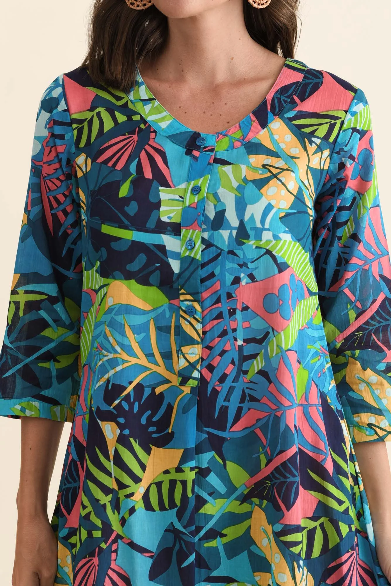 Apia Blue Jungle Cotton Maxi Dress - Image 5
