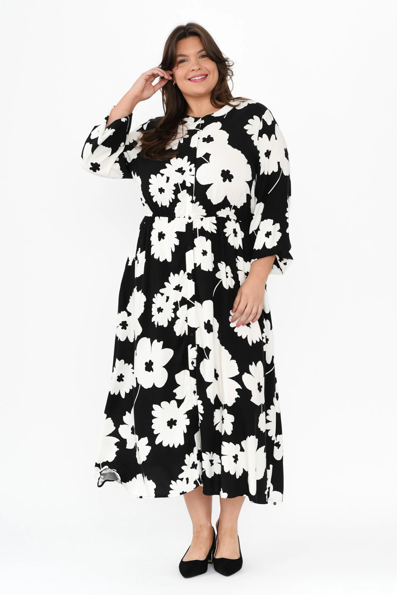 Aries Black Floral Tie Dress - Image 10