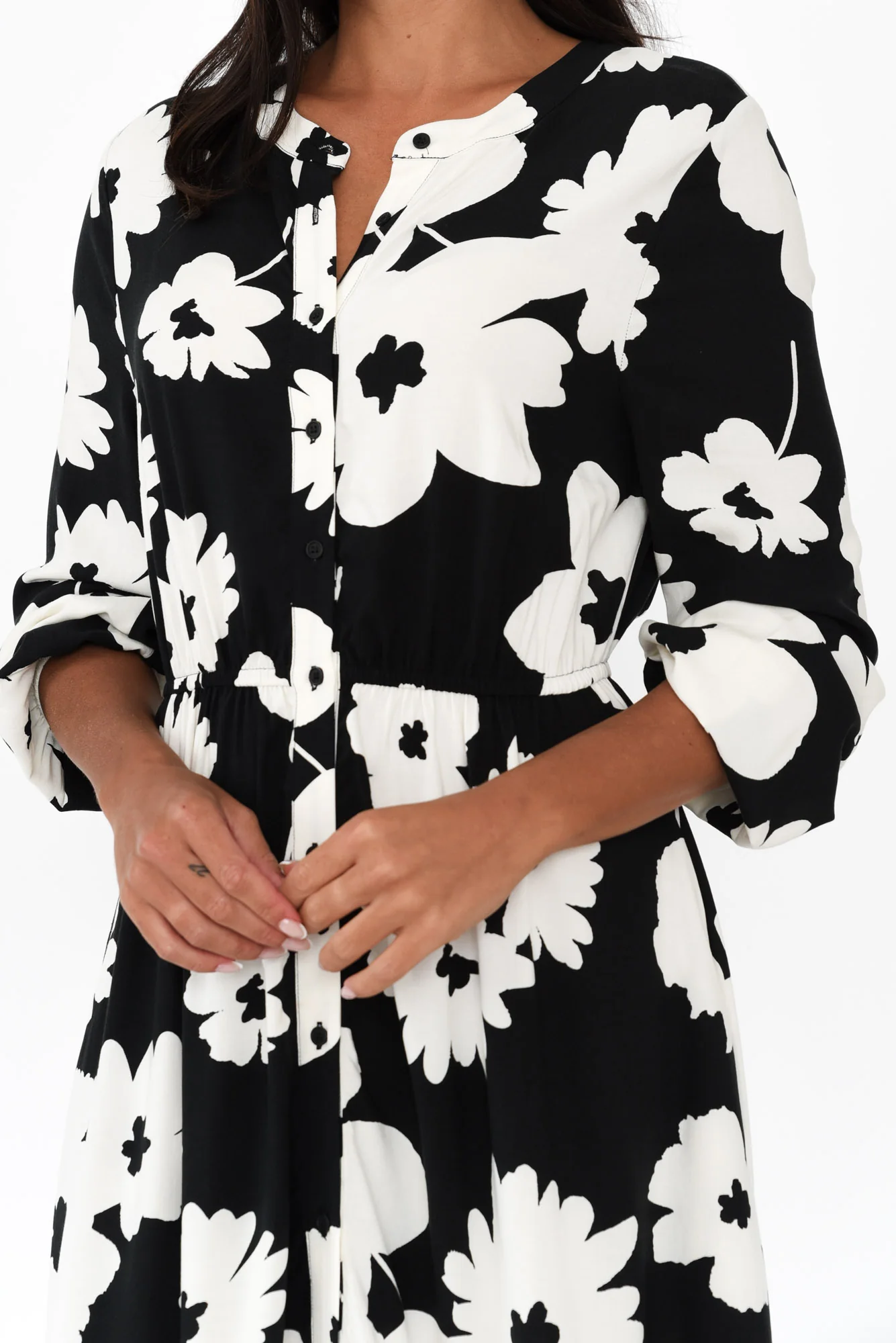 Aries Black Floral Tie Dress - Image 6