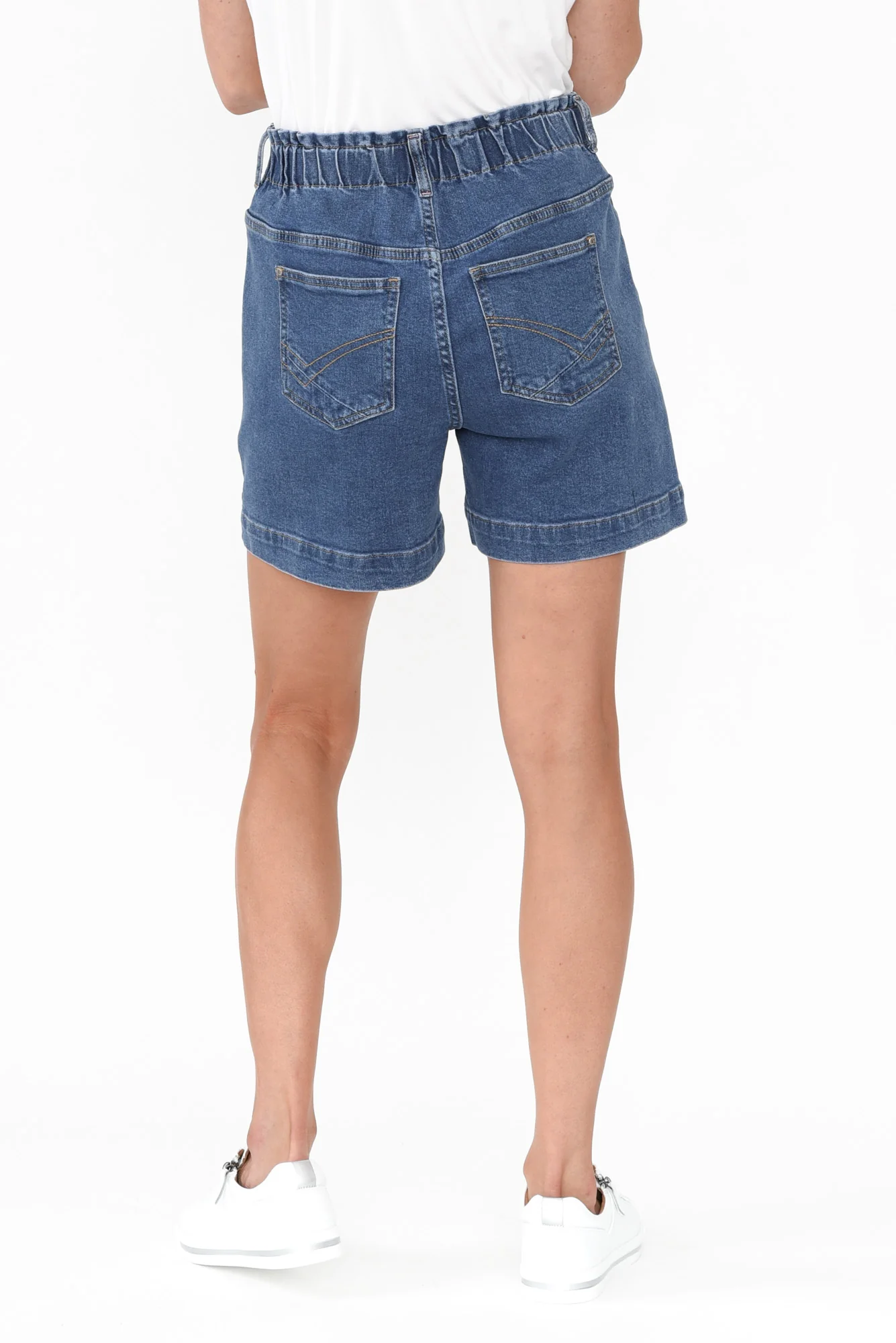 Atlas Dark Blue Denim Stretch Shorts - Image 4