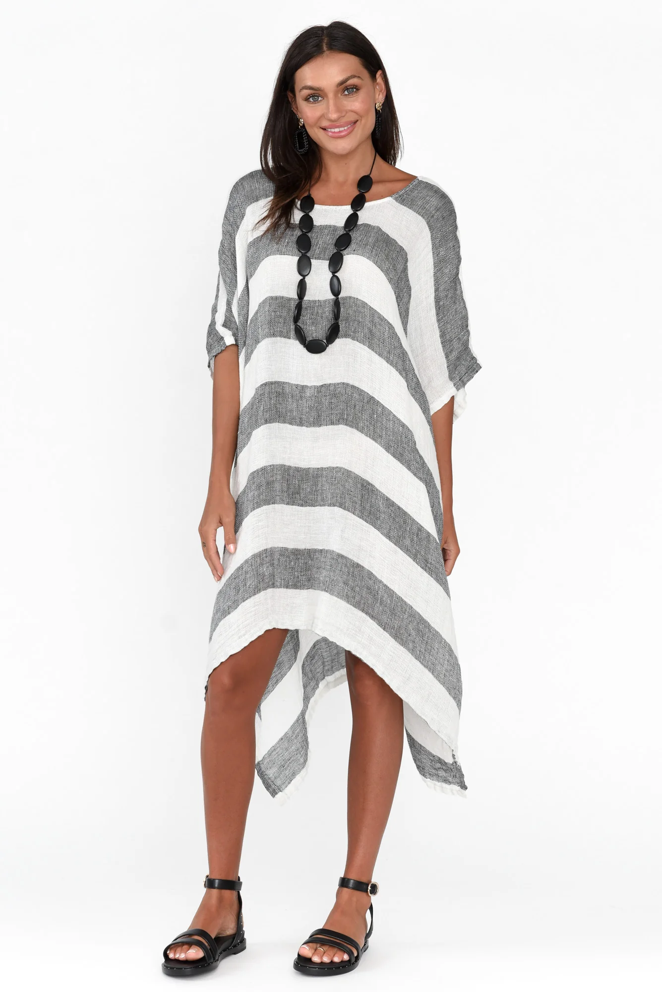 Belize Black Stripe Linen Kaftan - Image 6