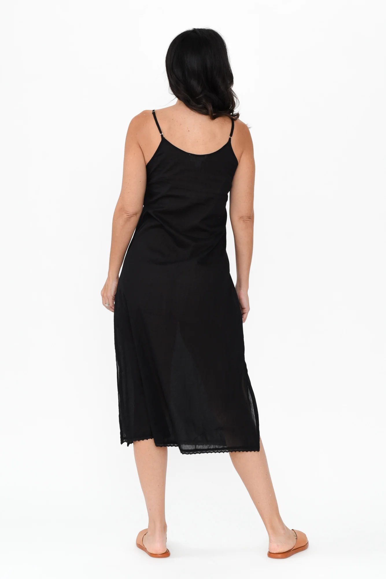Black Cotton Maxi Slip Dress - Image 4