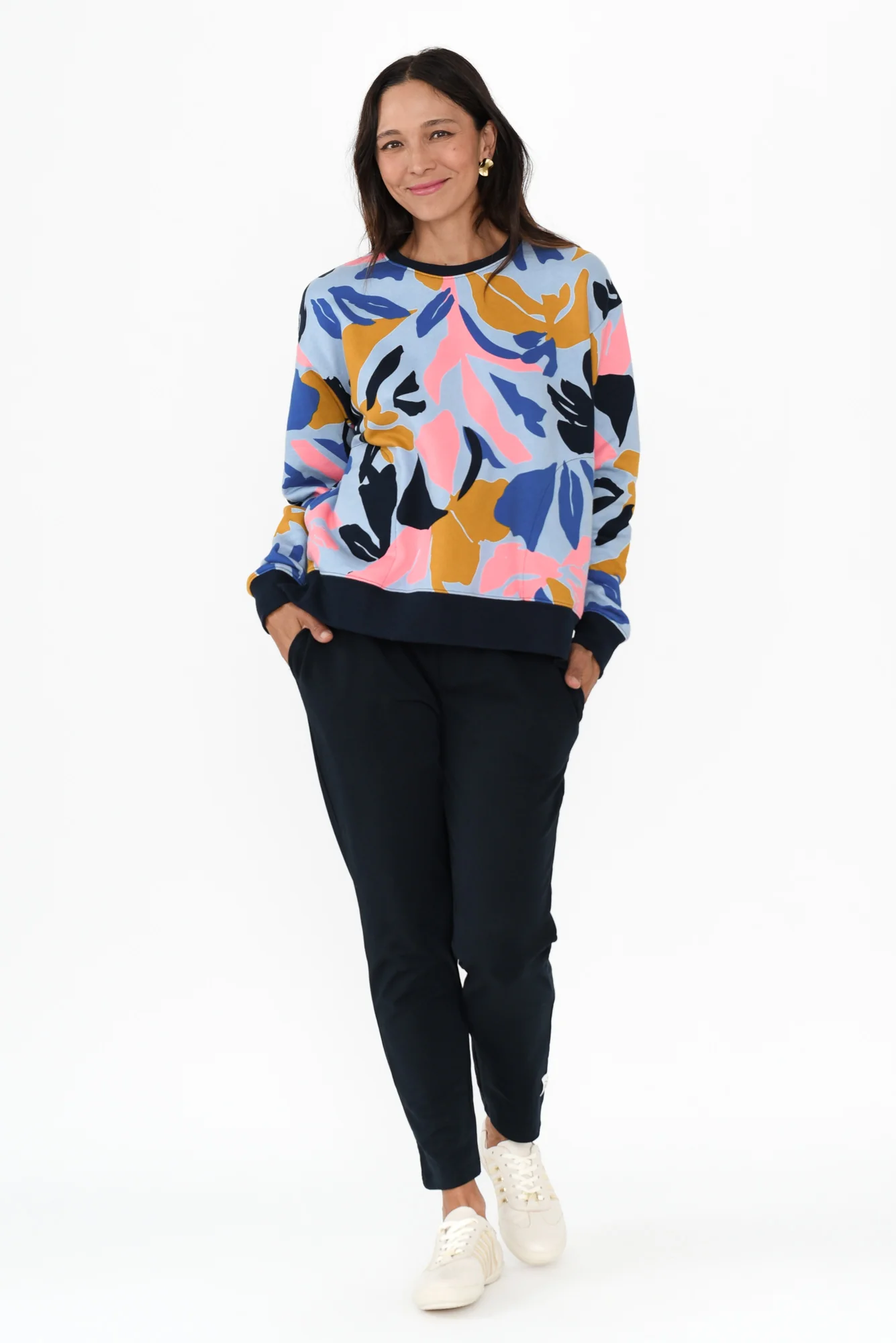 Bleeker Blue Abstract Cotton Crew Sweatshirt - Image 3
