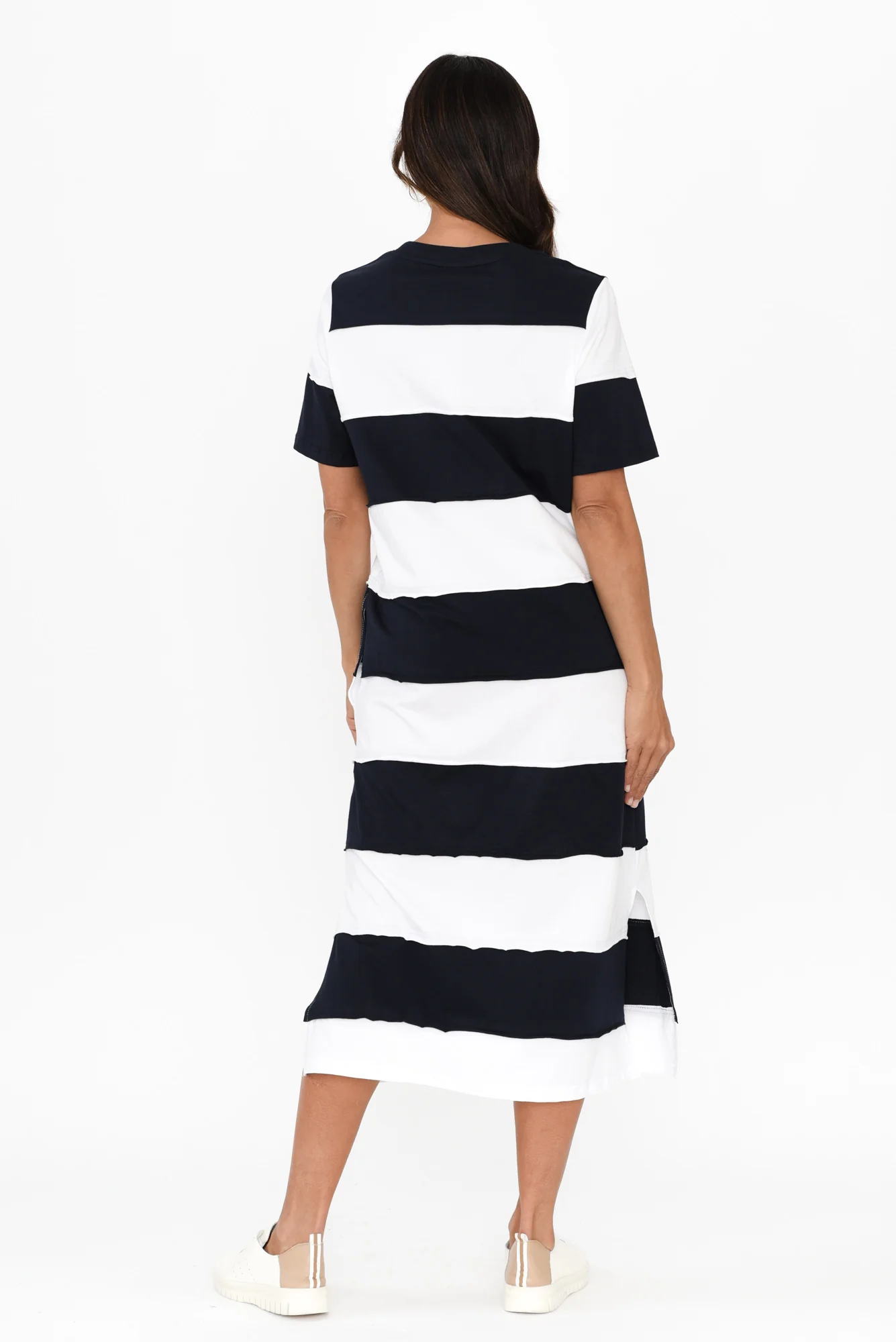 Bold Navy Stripe Cotton Tee Dress - Image 5