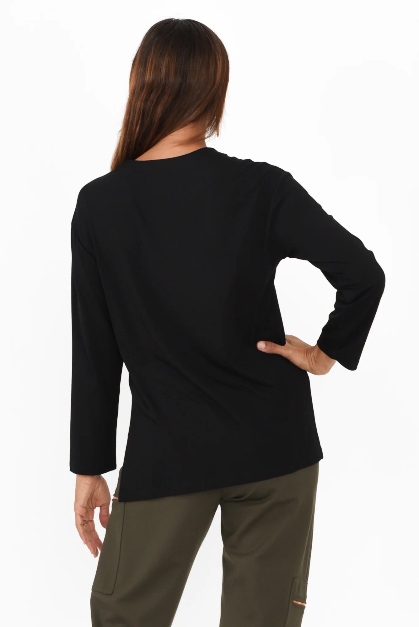 Braxton Black Bamboo Long Sleeve Top - Image 4