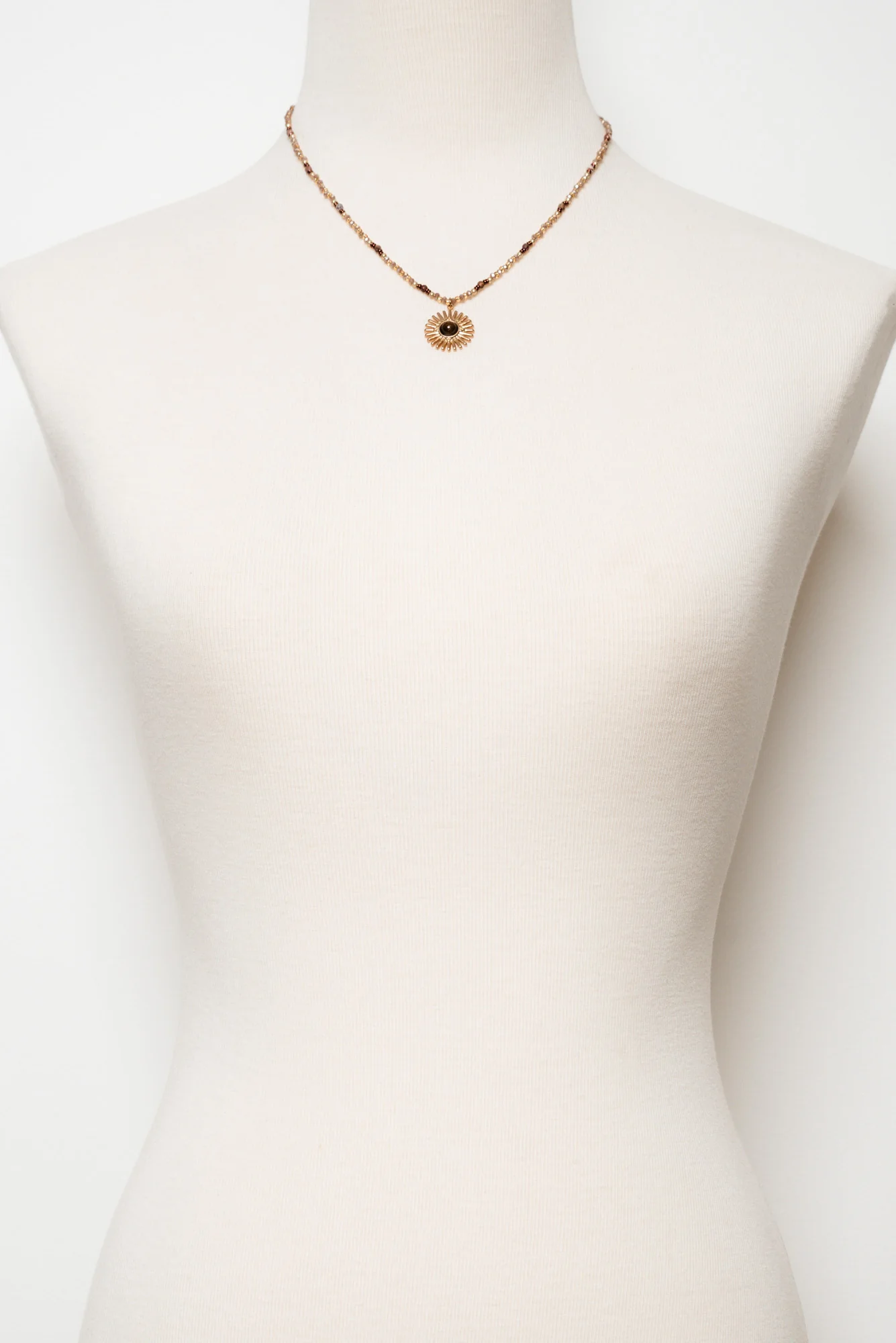 Burst Gold Beaded Pendant Necklace - Image 2