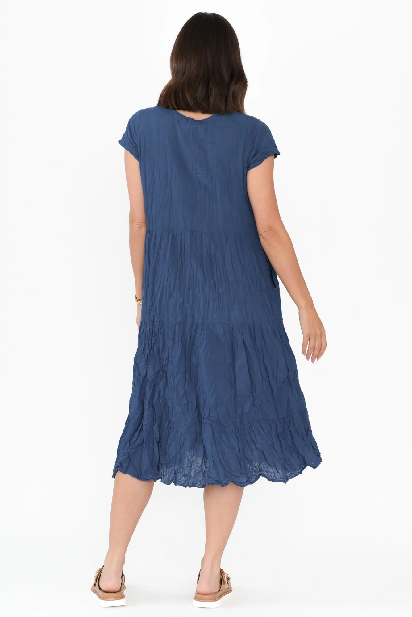 Carmen Cobalt Crinkle Cotton Dress - Image 5
