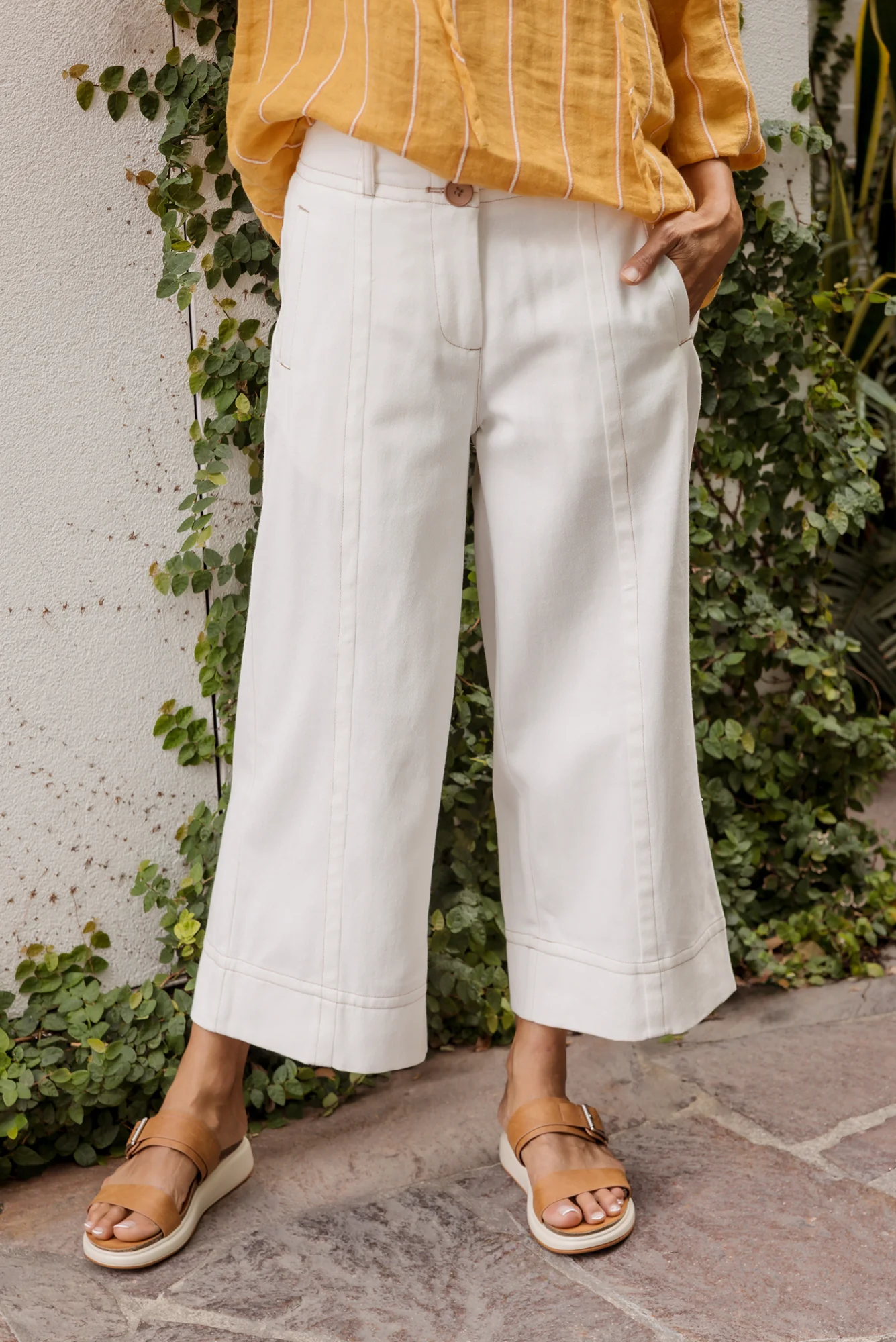 Carsen Cream Wide Leg Jeans