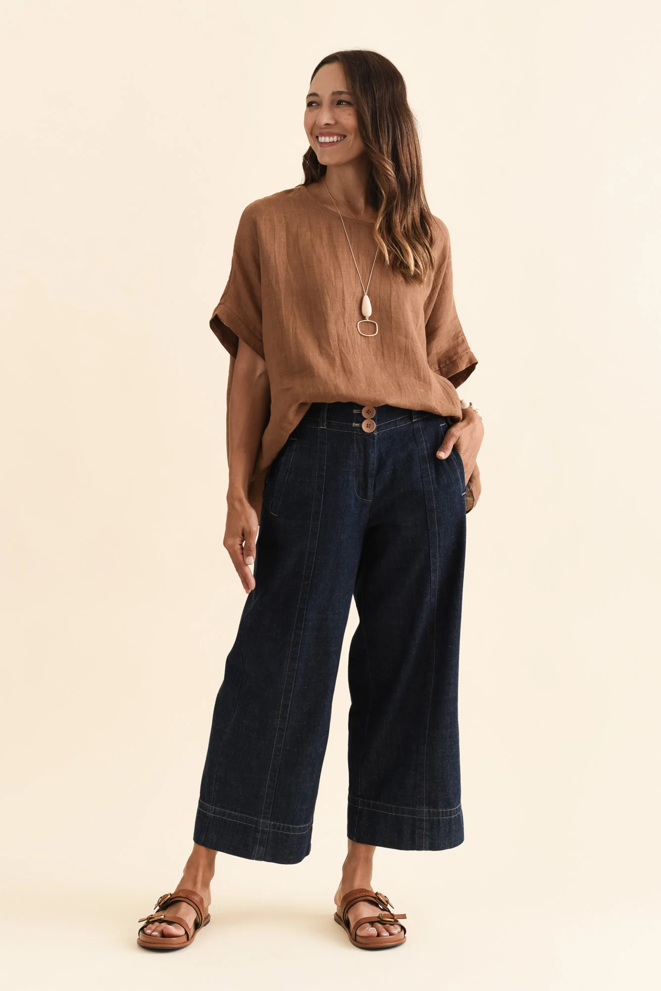 Carsen Dark Blue Wide Leg Jeans - Image 7