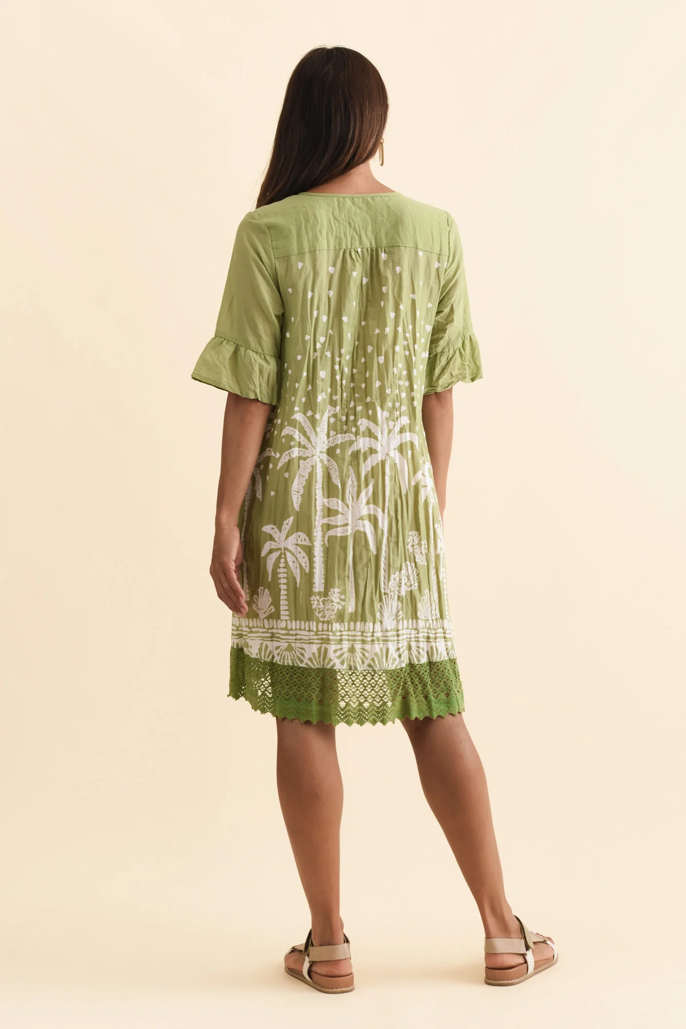 Cayman Khaki Palm Cotton Tunic Dress - Image 4