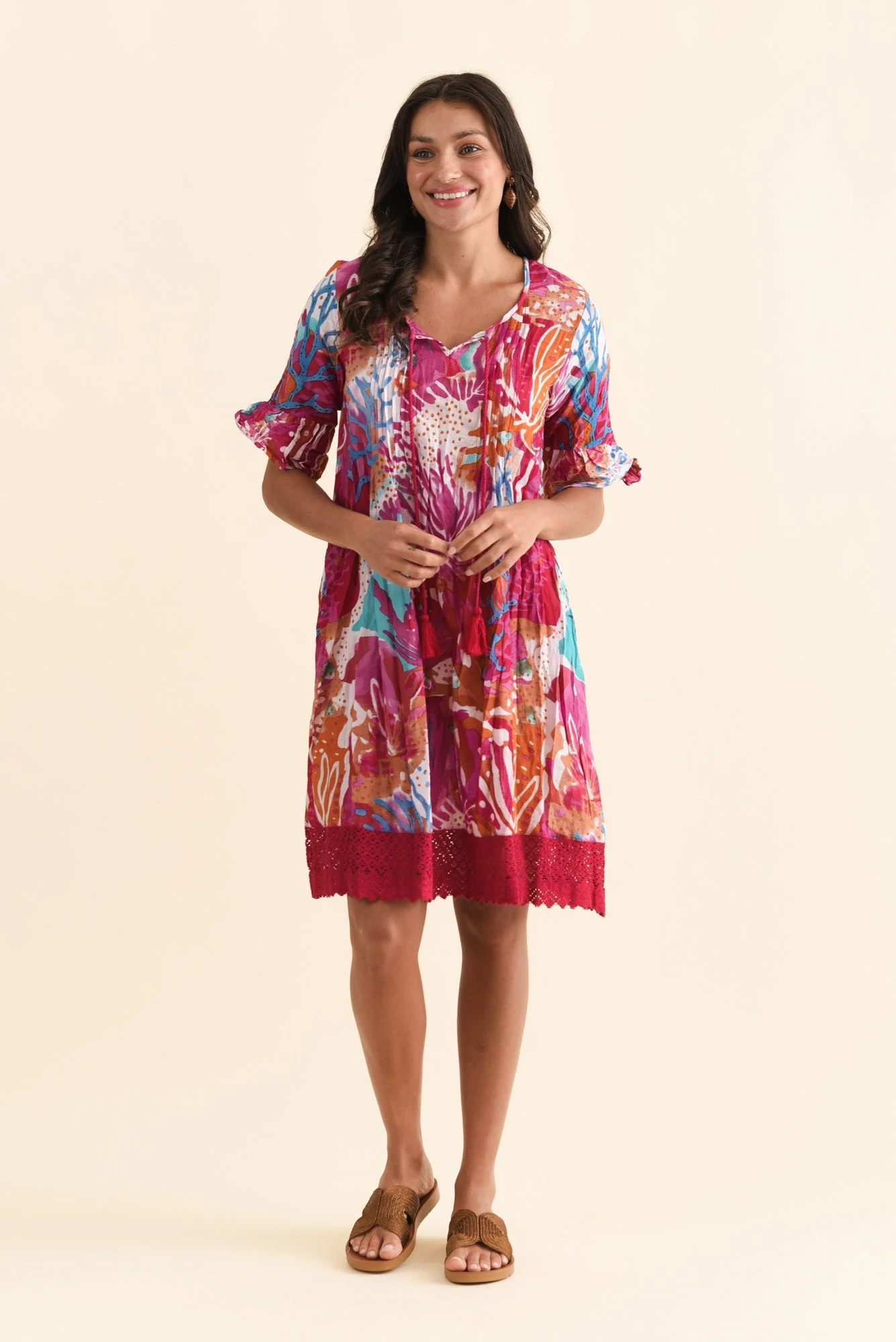 Cayman Pink Reef Cotton Tunic Dress - Image 2