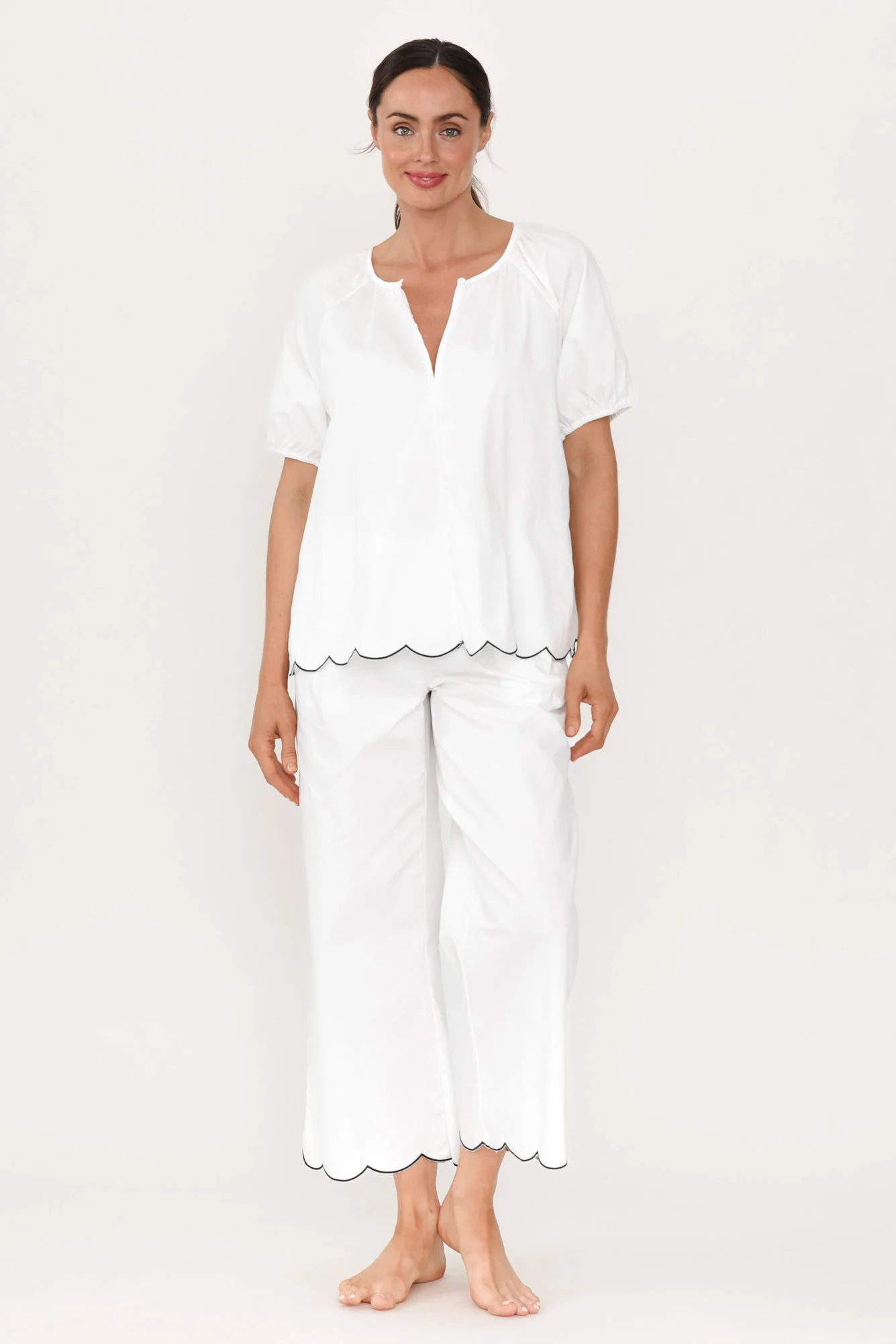 Celia White Cotton Pyjama Top - Image 6