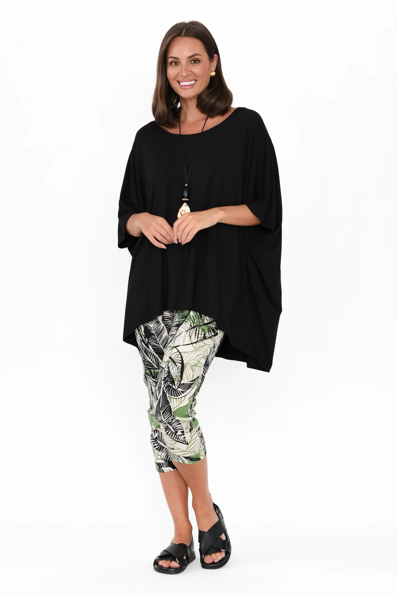 Ciera Green Leaf Cotton Capri Pants - Image 6