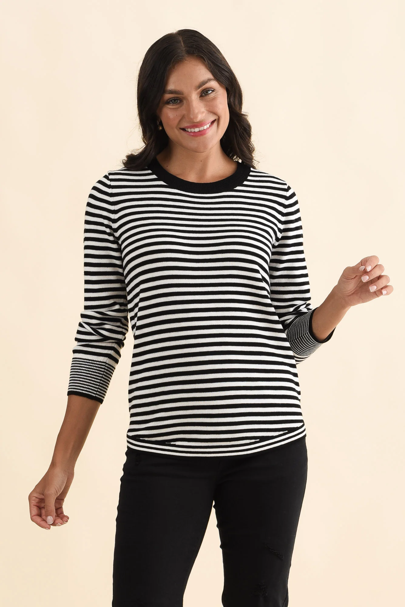 Colorado Black Stripe Knit Top