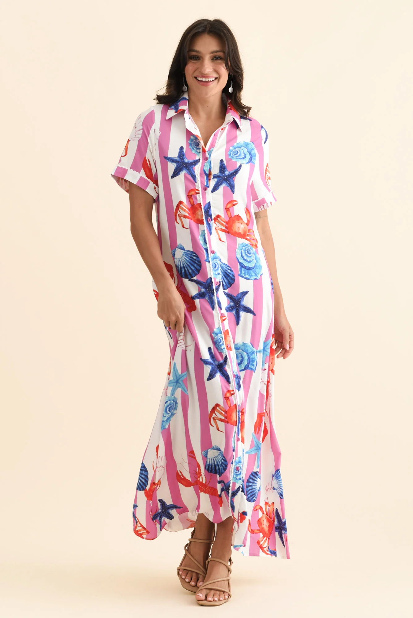 Corine Pink Beach Tie Dress - Image 2