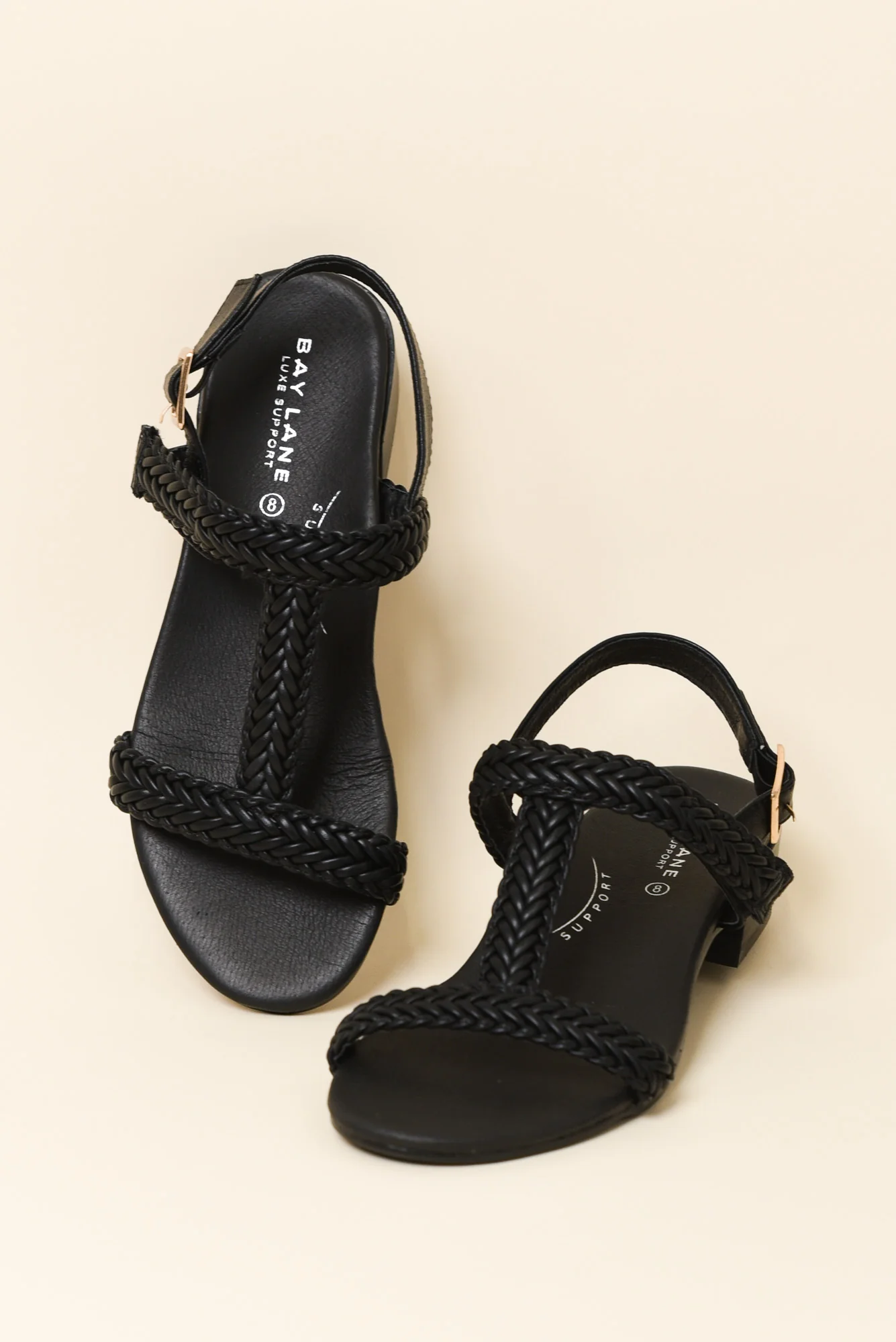 Damzel Black Leather Woven Sandal - Image 2