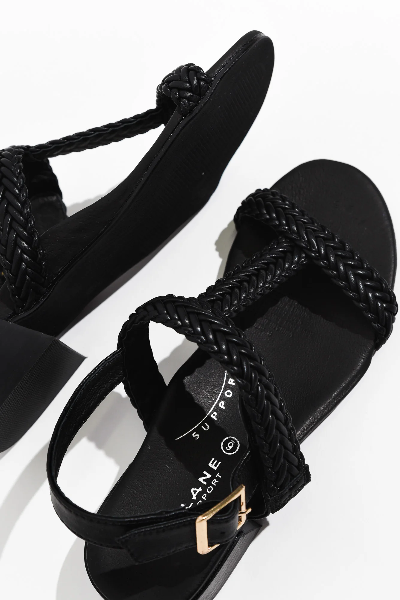 Damzel Black Leather Woven Sandal - Image 4