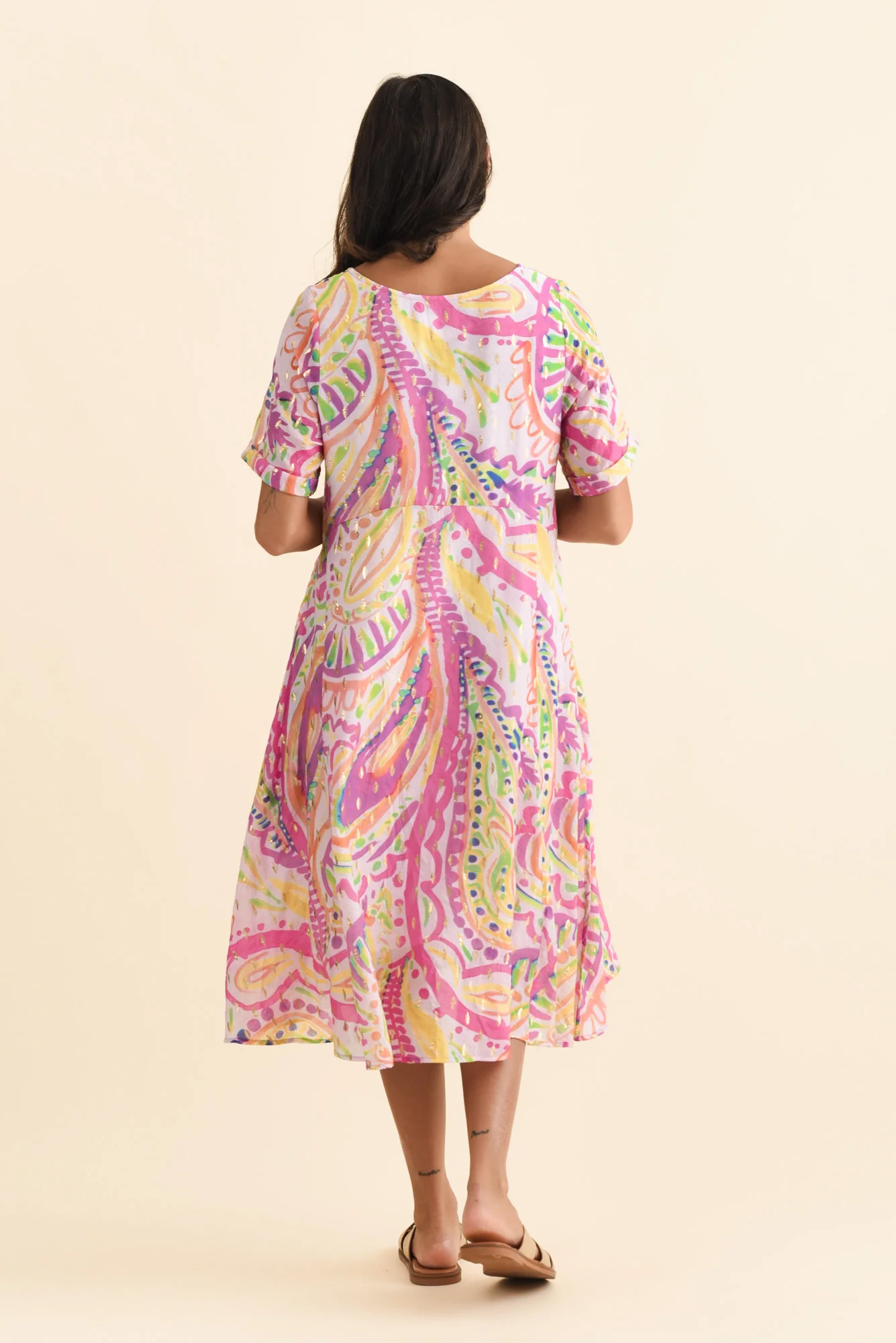 Darling Pink Abstract Foil Crescent Dress - Image 5
