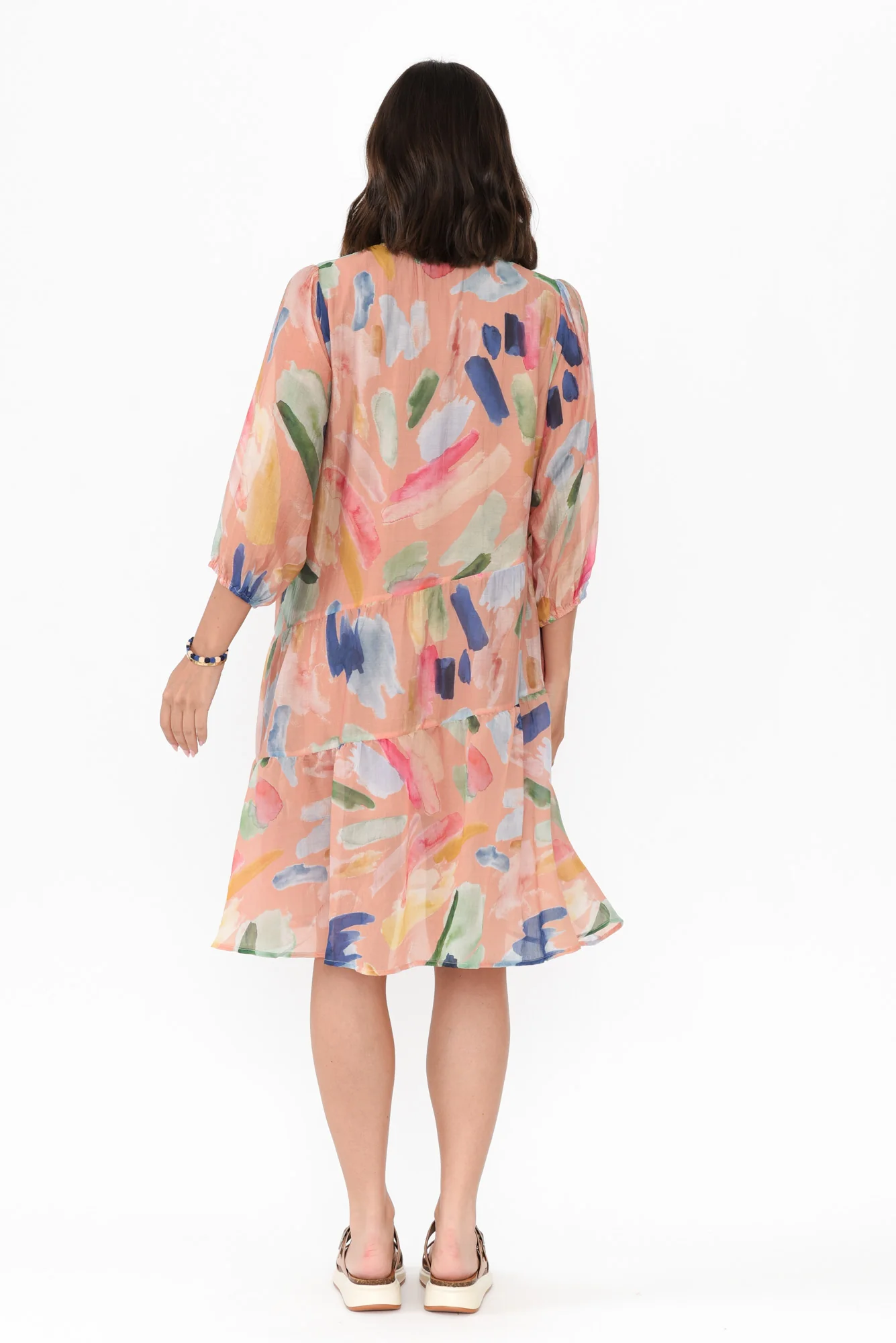 Dasha Pink Abstract Cotton Blend Dress - Image 4