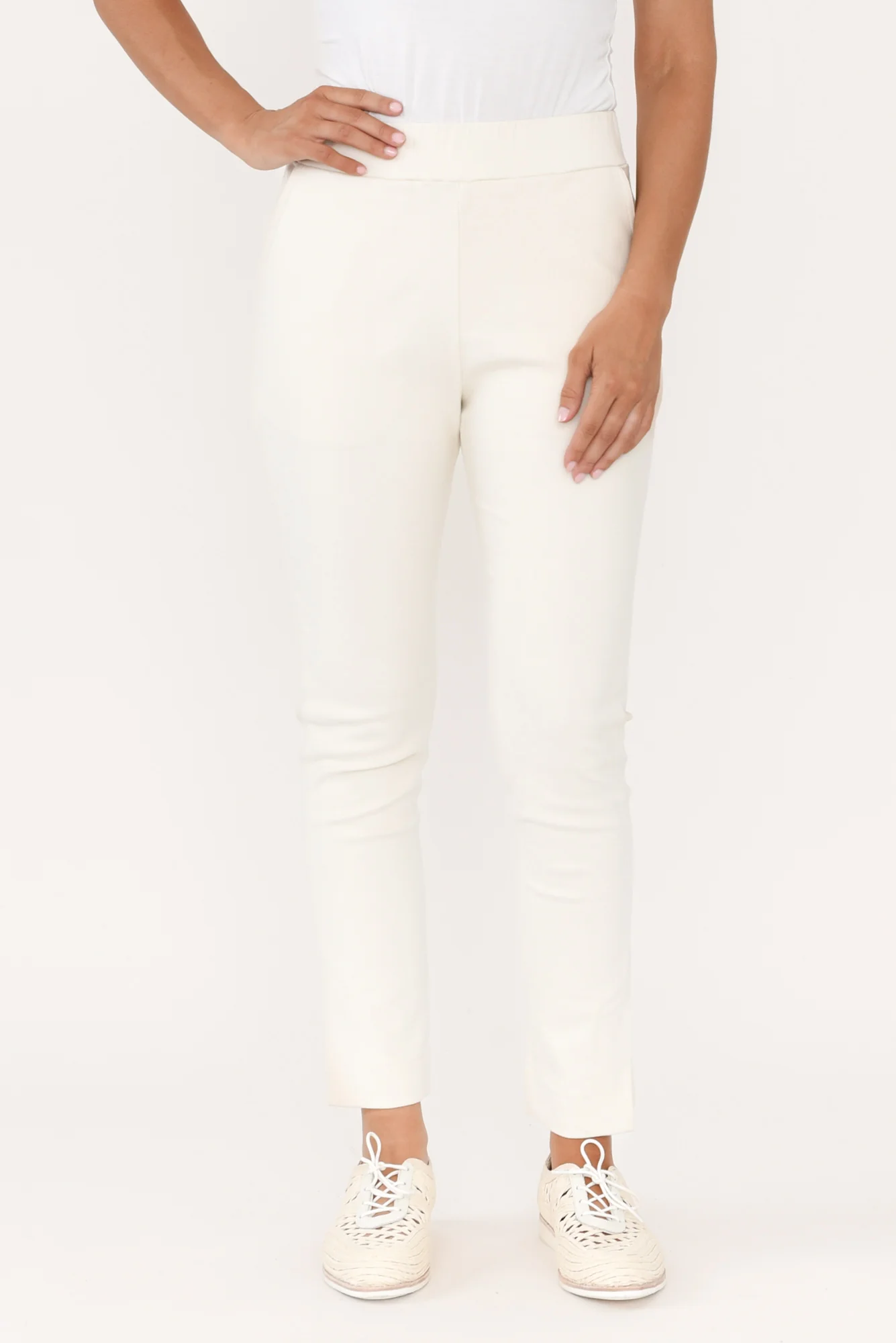 Eclipse Cream Cotton Stretch Pants - Image 2