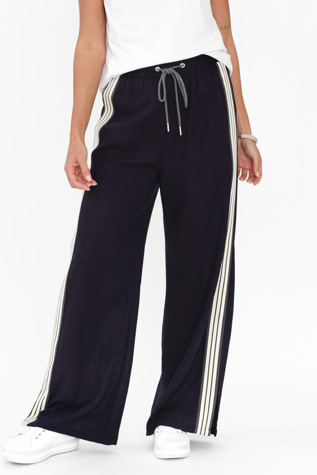 Elettra Navy Stripe Drawstring Pants