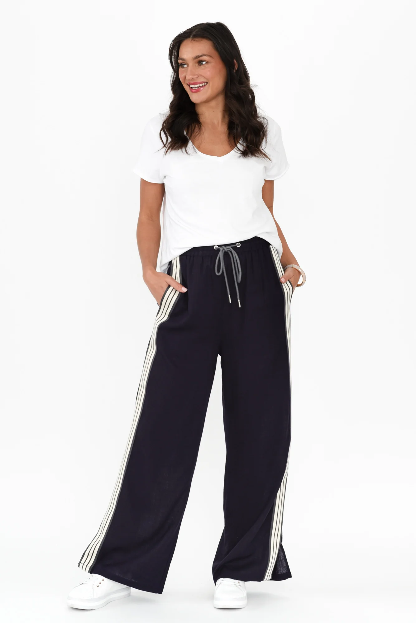 Elettra Navy Stripe Drawstring Pants - Image 6