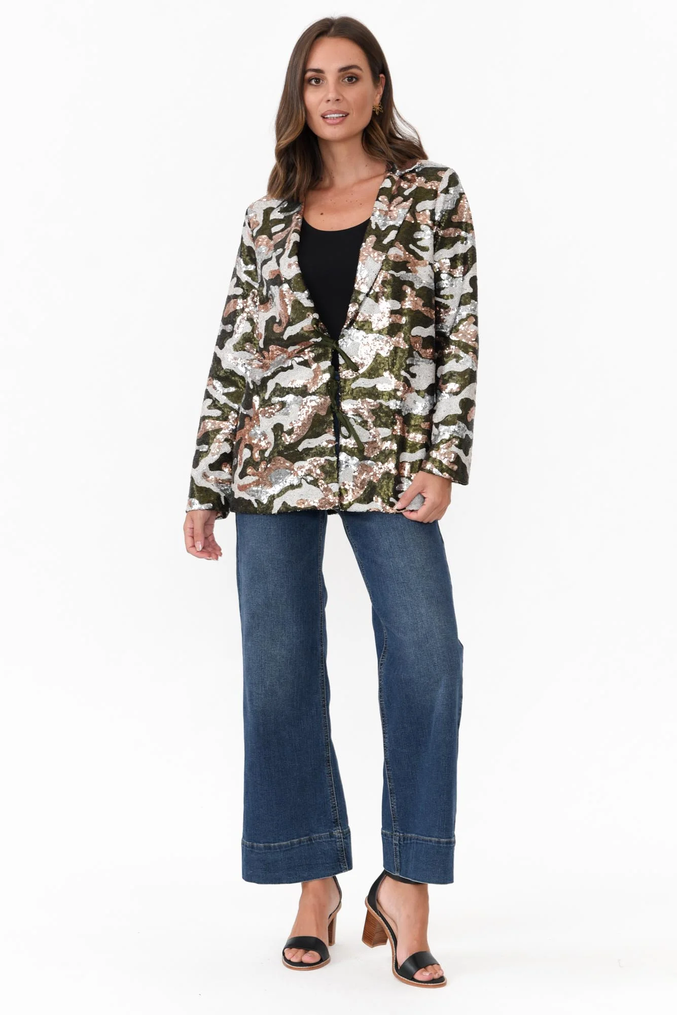 Etienne Khaki Marble Sequin Blazer - Image 6