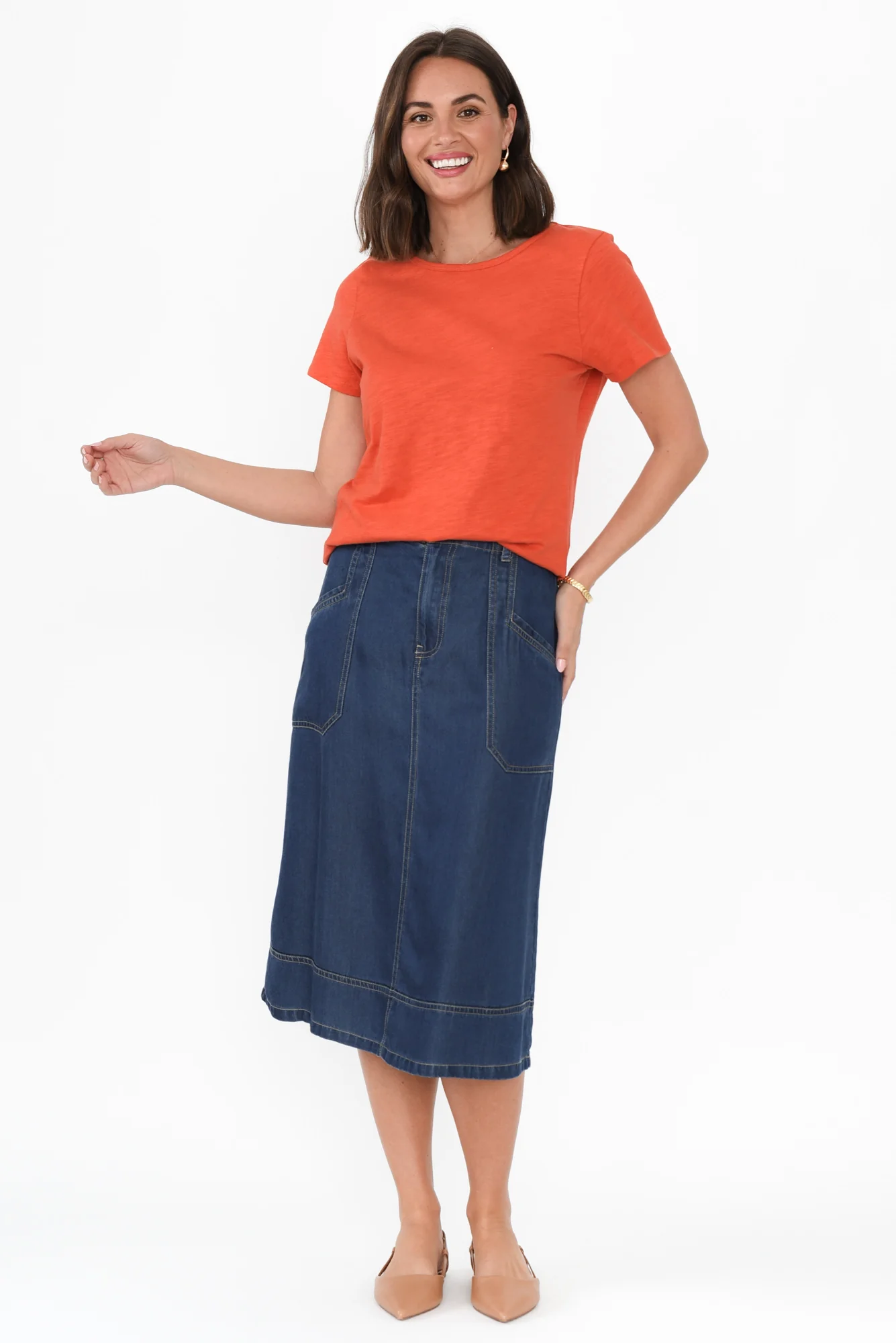 Felicity Orange Cotton Tee - Image 6