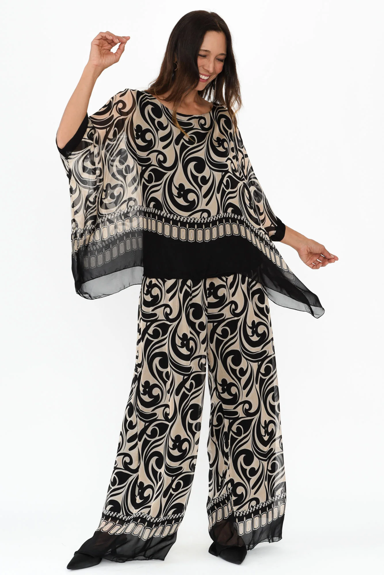 Figaro Black Swirl Silk Pants - Image 6