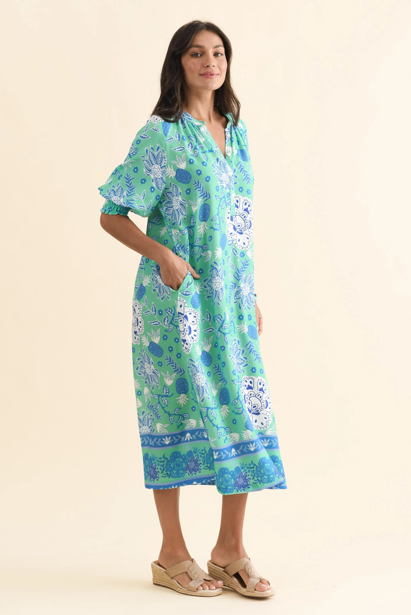Fonda Green Floral Midi Dress - Image 4