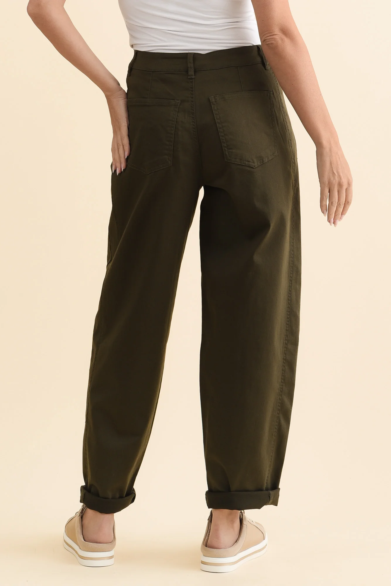 Garner Khaki Barrel Chino Pants - Image 4