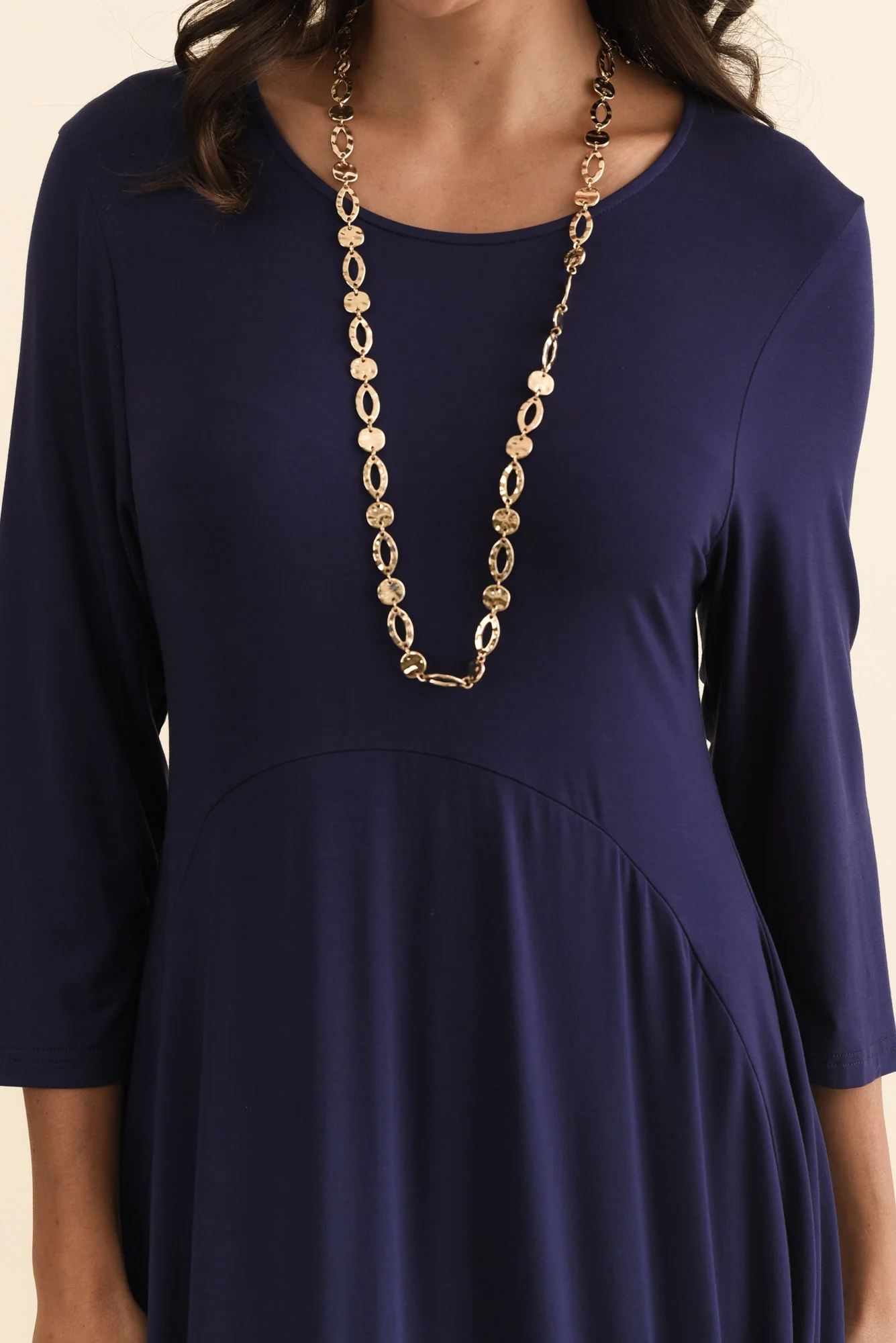Glenda Navy Sleeved Crescent Dress - Image 5
