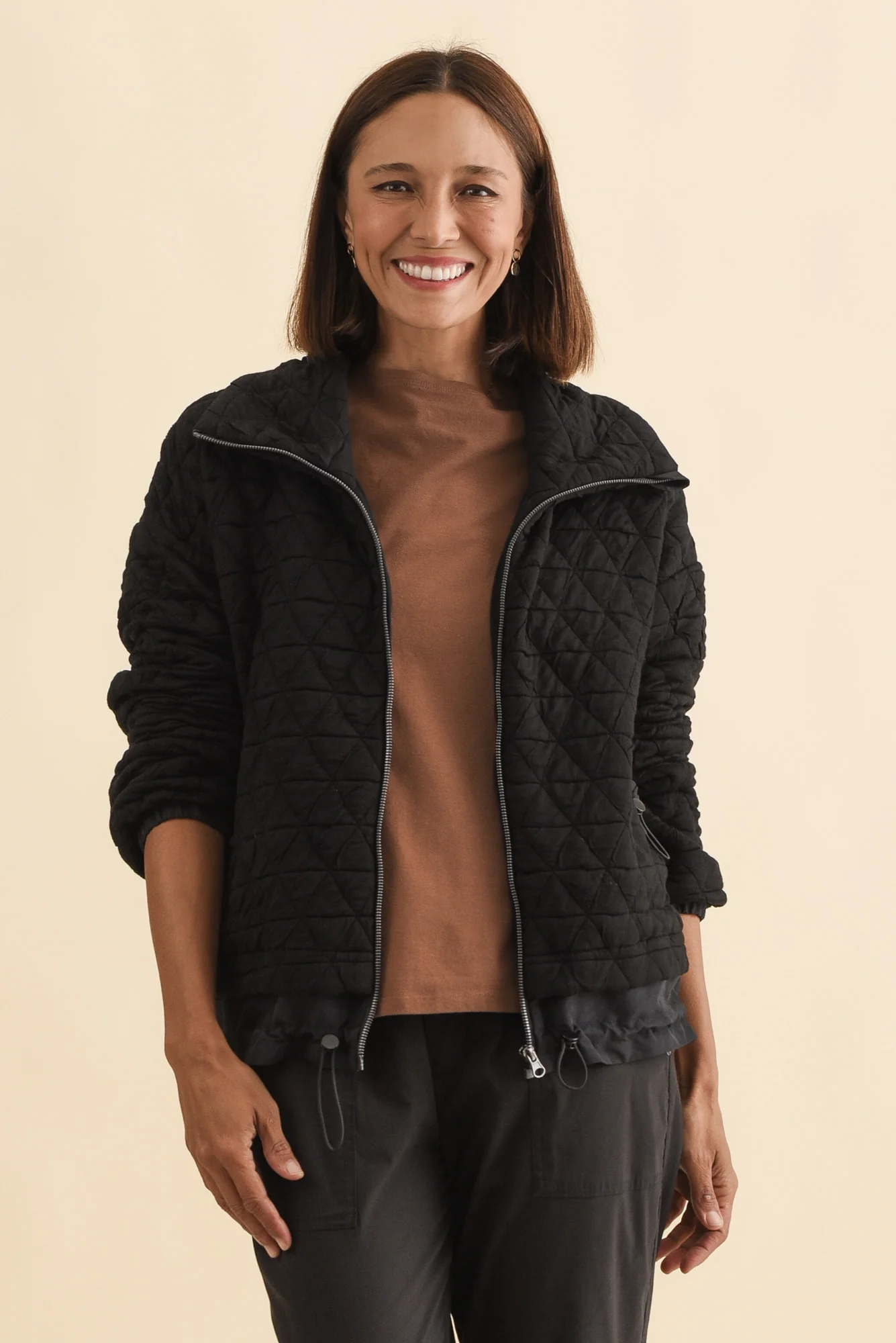 Grace Black Bamboo Silk Quilted Jacket