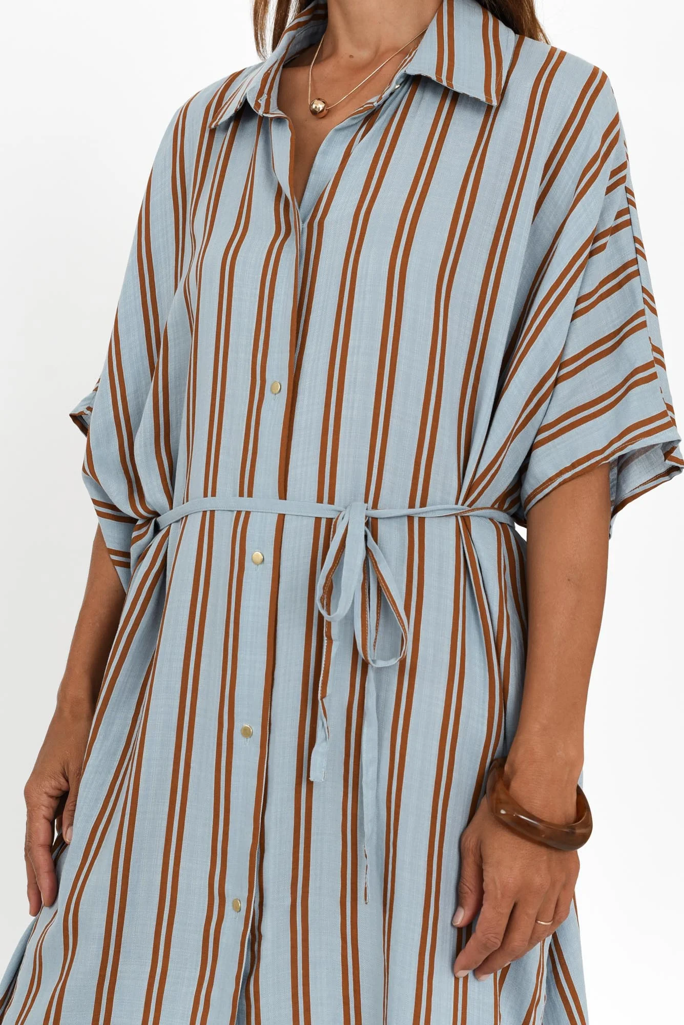 Grounded Blue Stripe Tie Dress - Image 5