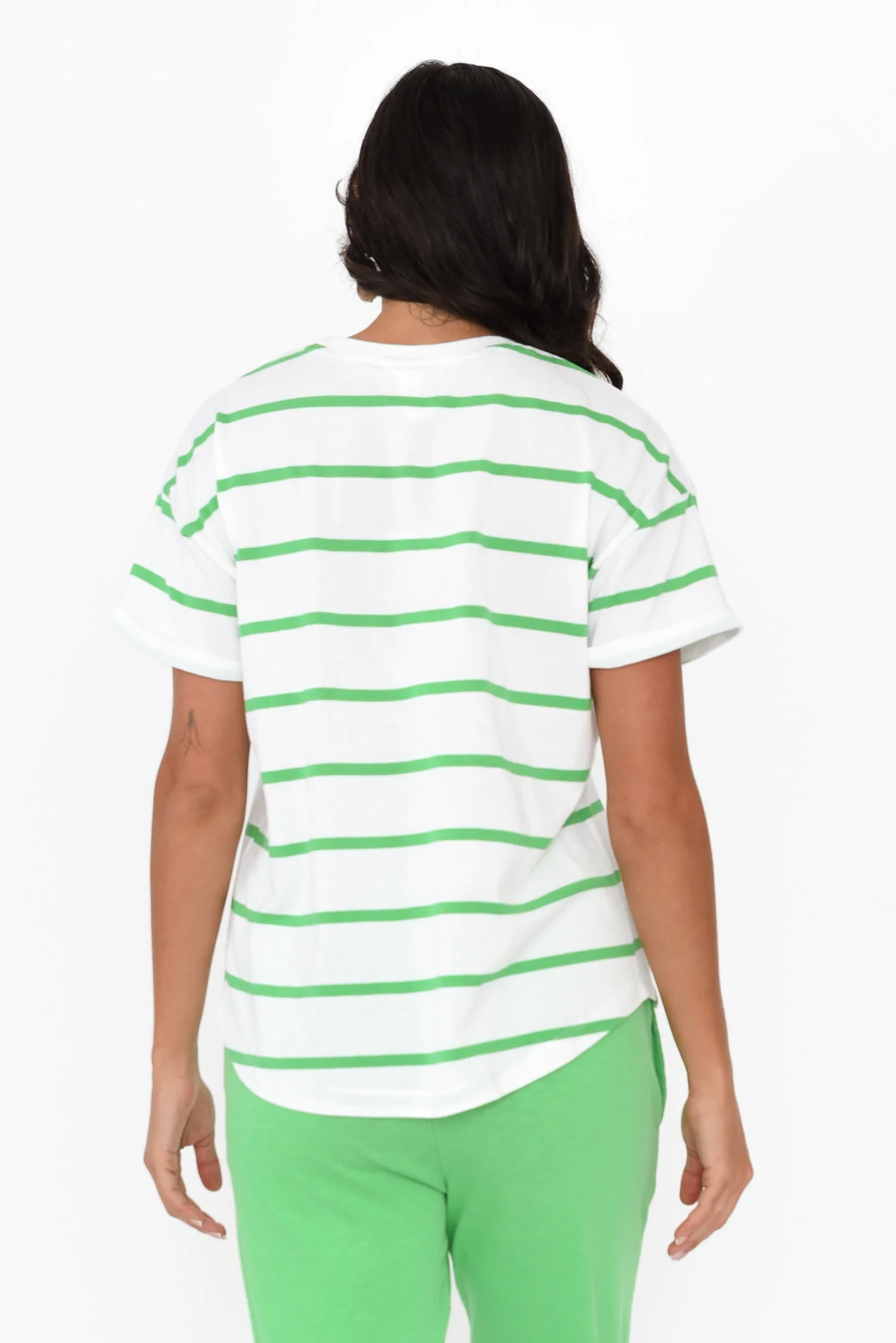 Halli Green Stripe Cotton Tee - Image 4