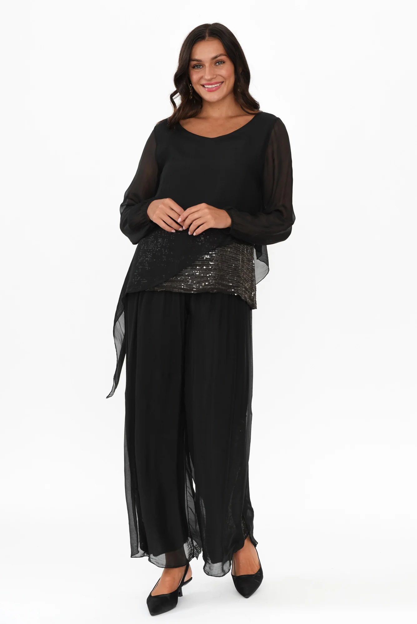 Heathie Black Silk Sequin Top - Image 6