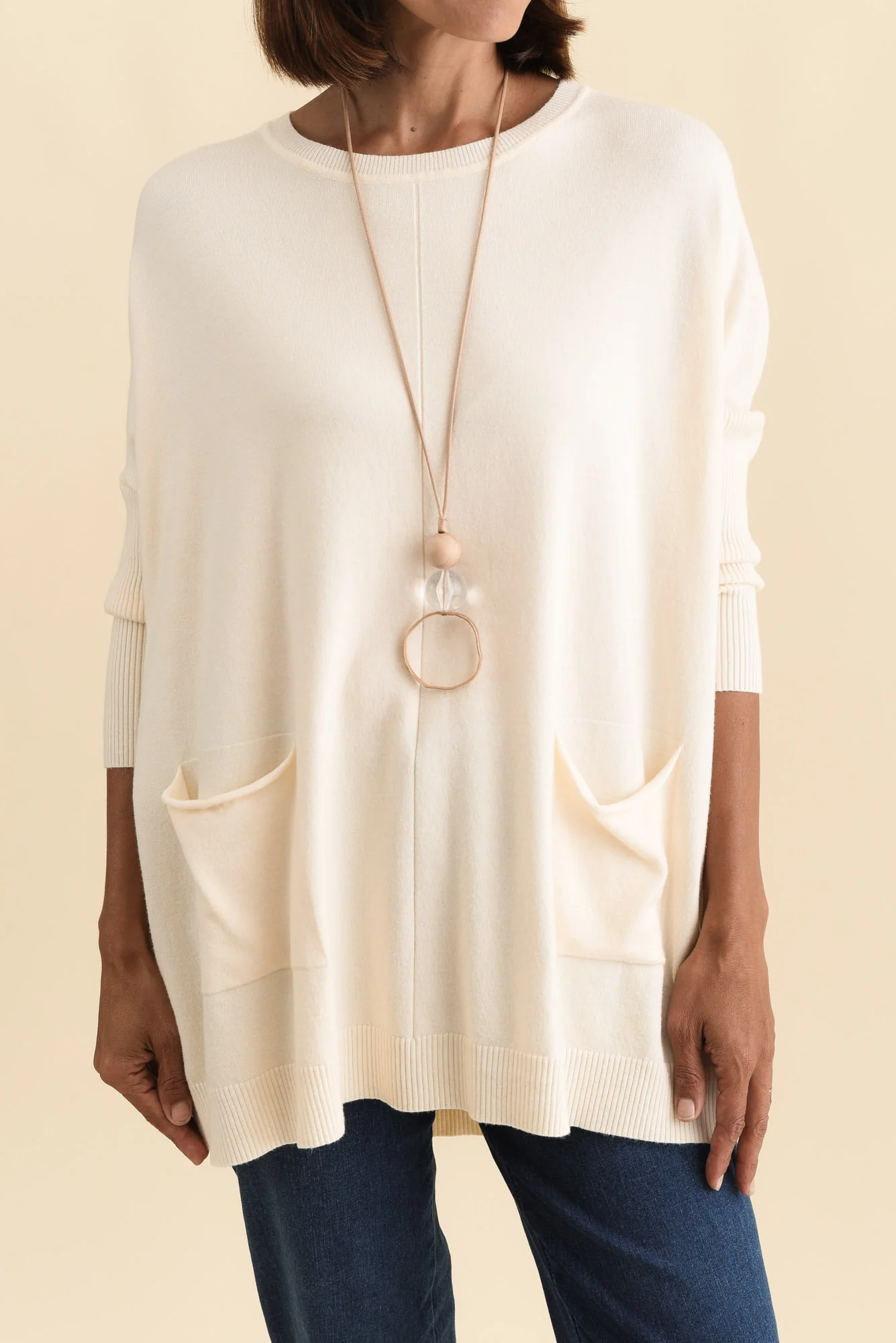 Helsinki Cream Knit Pocket Jumper - Image 5