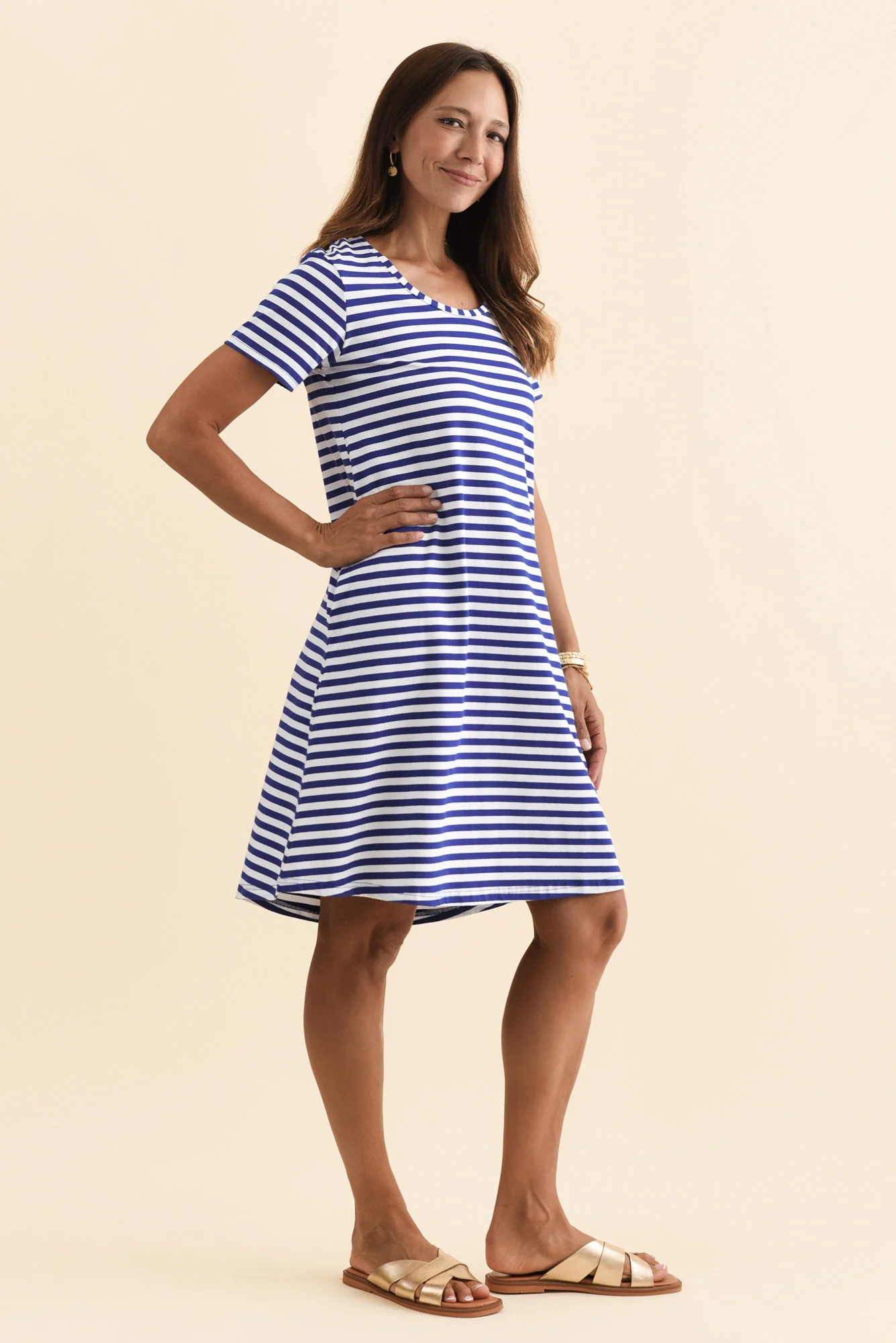 Izzy Cobalt Stripe Cotton Tee Dress - Image 3