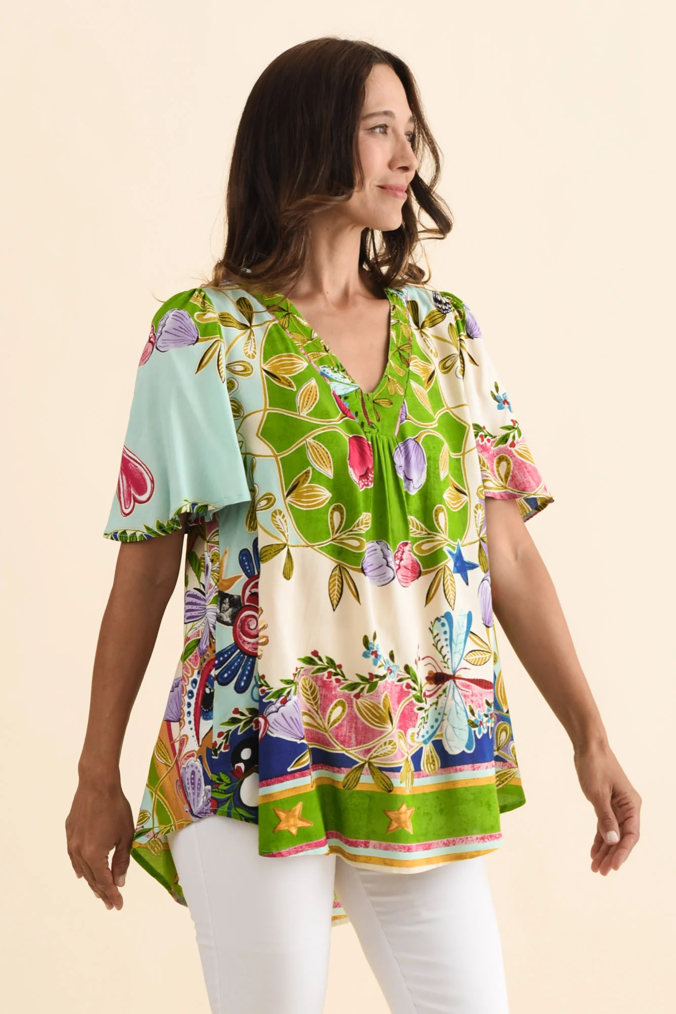 Jeannie Green Garden Flutter Sleeve Top - Image 3