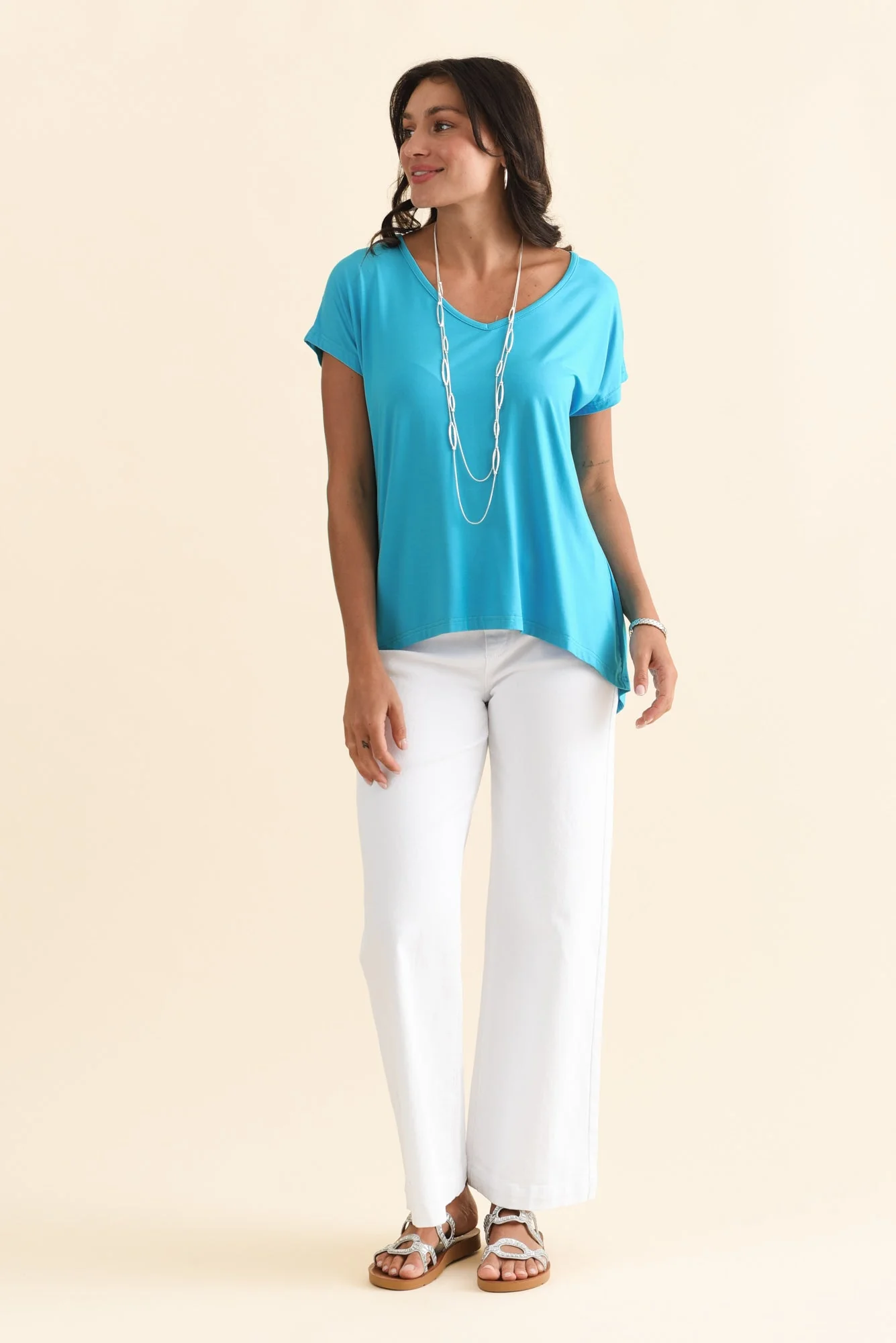 Jenner Blue V Neck Tee - Image 2