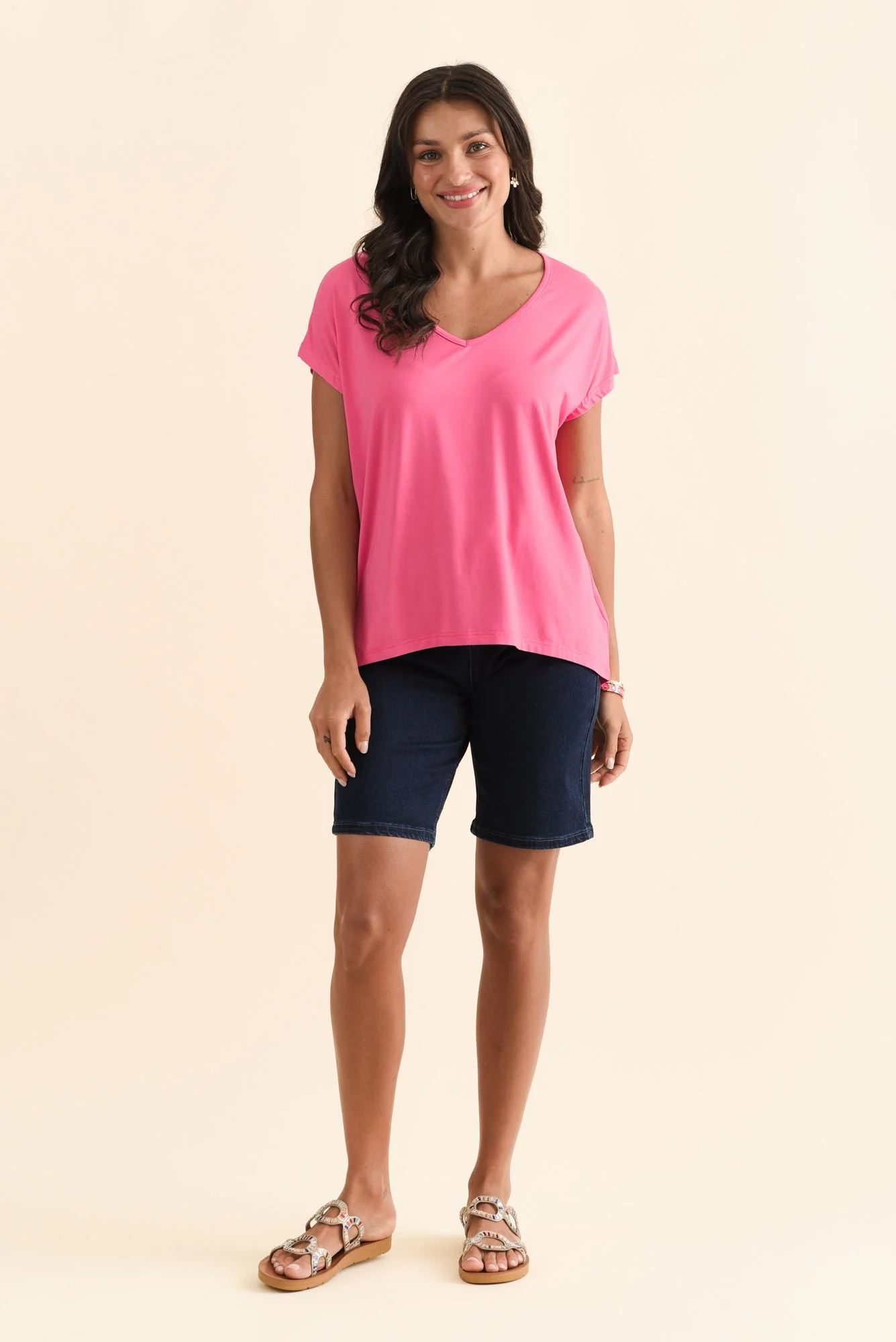 Jenner Pink V Neck Tee - Image 2